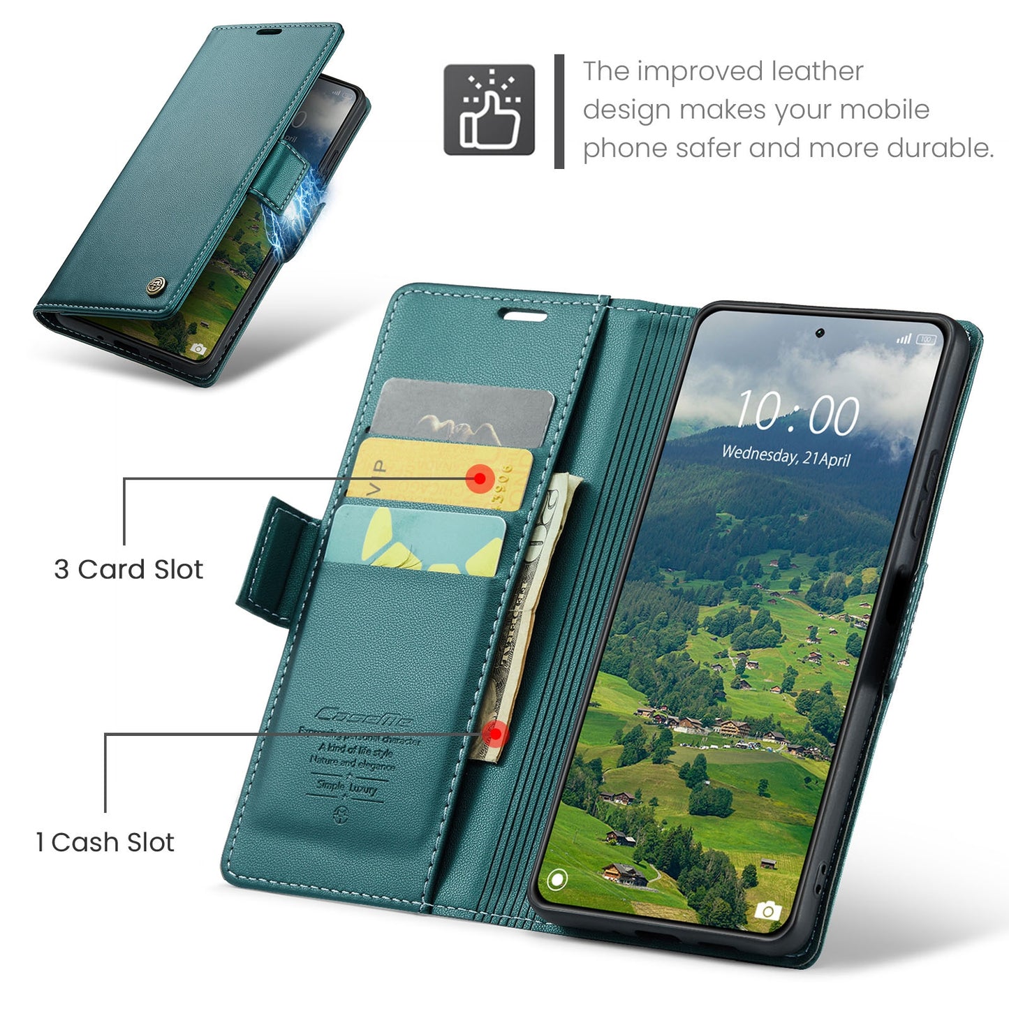 For Xiaomi 14 Leather Case - RFID Anti-Theft, Litchi Texture, Wallet & Stand Design
