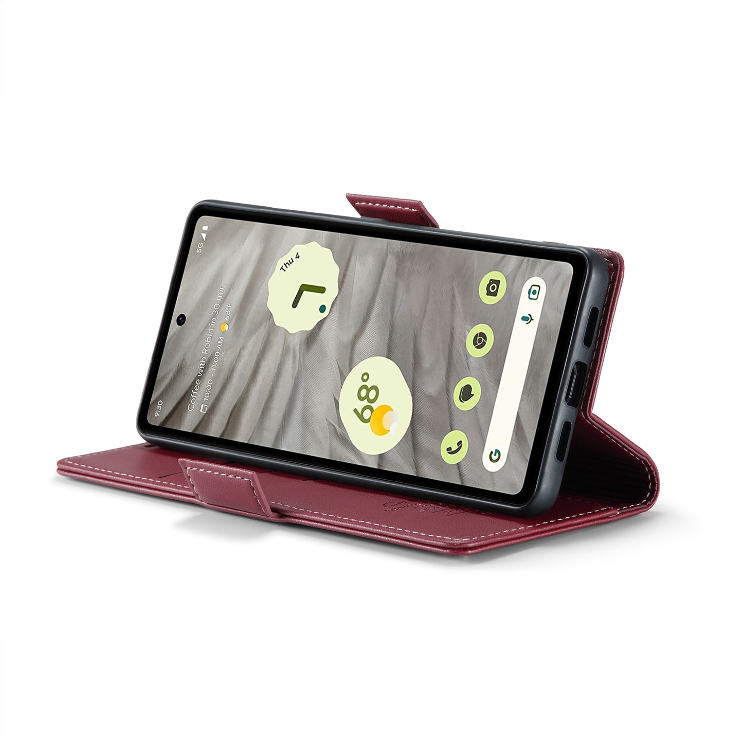 For Google Pixel 7a Leather Case - RFID Anti-theft Litchi Texture with Butterfly Buckle, Card Slot & Stand