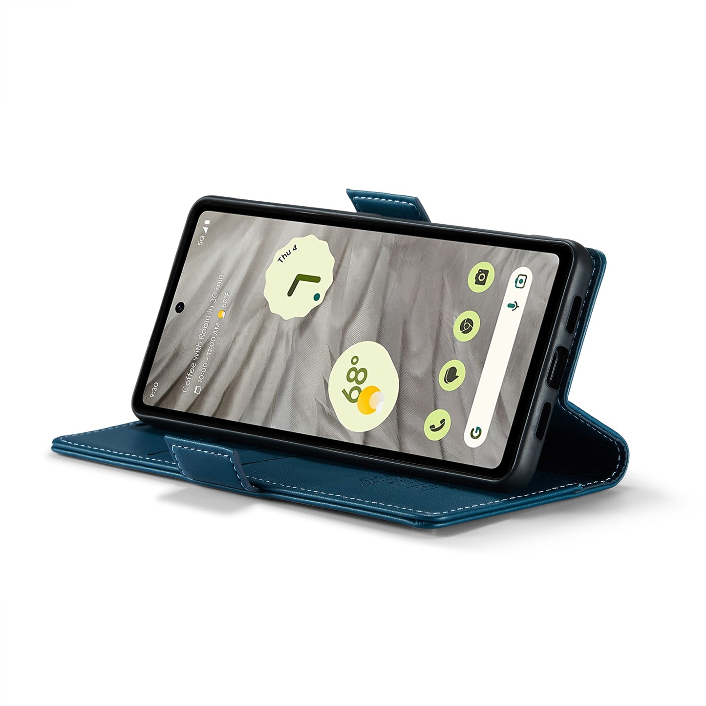 For Google Pixel 7a Leather Case - RFID Anti-theft Litchi Texture with Butterfly Buckle, Card Slot & Stand
