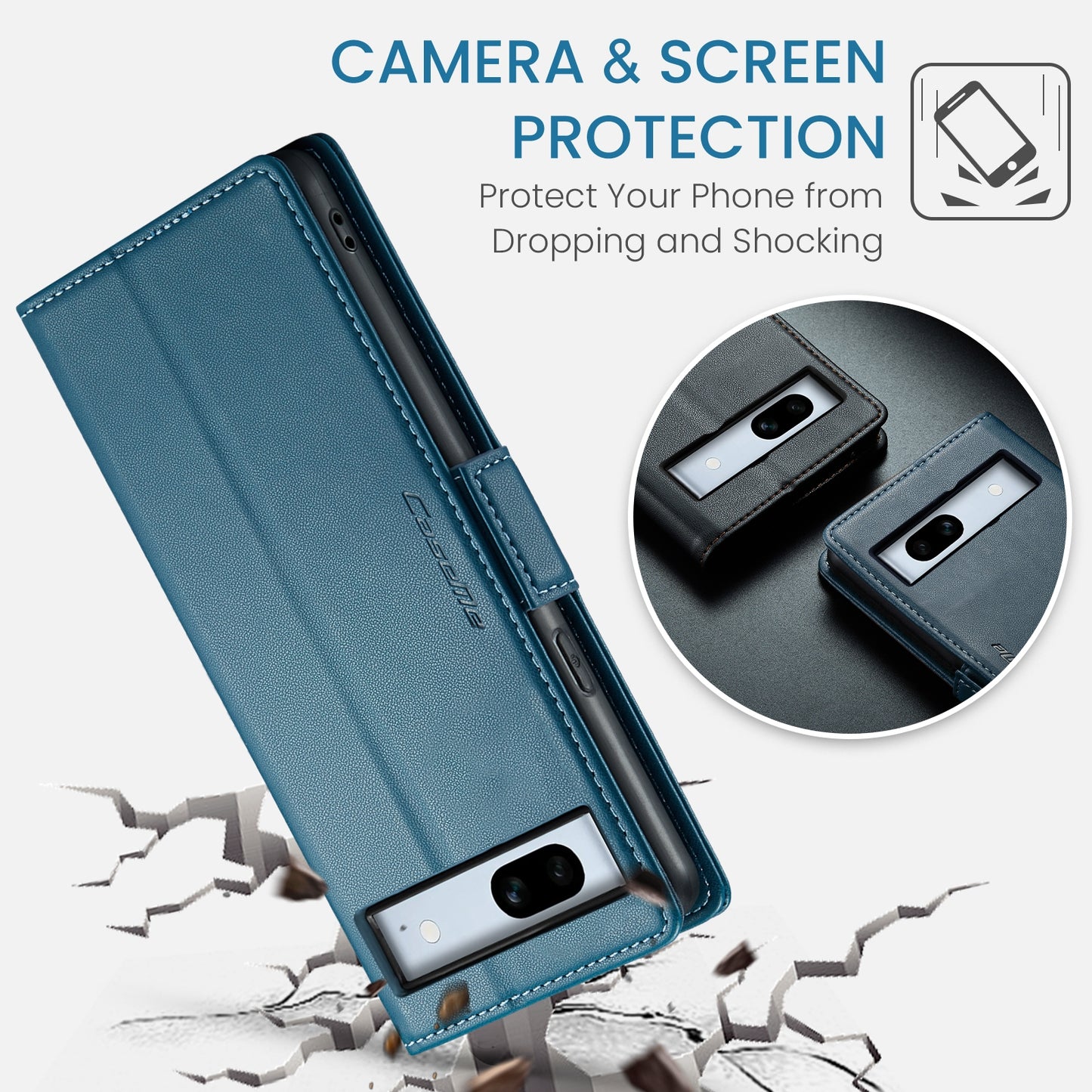 For Google Pixel 7a Leather Case - RFID Anti-theft Litchi Texture with Butterfly Buckle, Card Slot & Stand