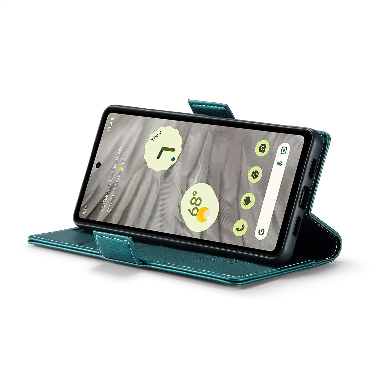 For Google Pixel 7a Leather Case - RFID Anti-theft Litchi Texture with Butterfly Buckle, Card Slot & Stand