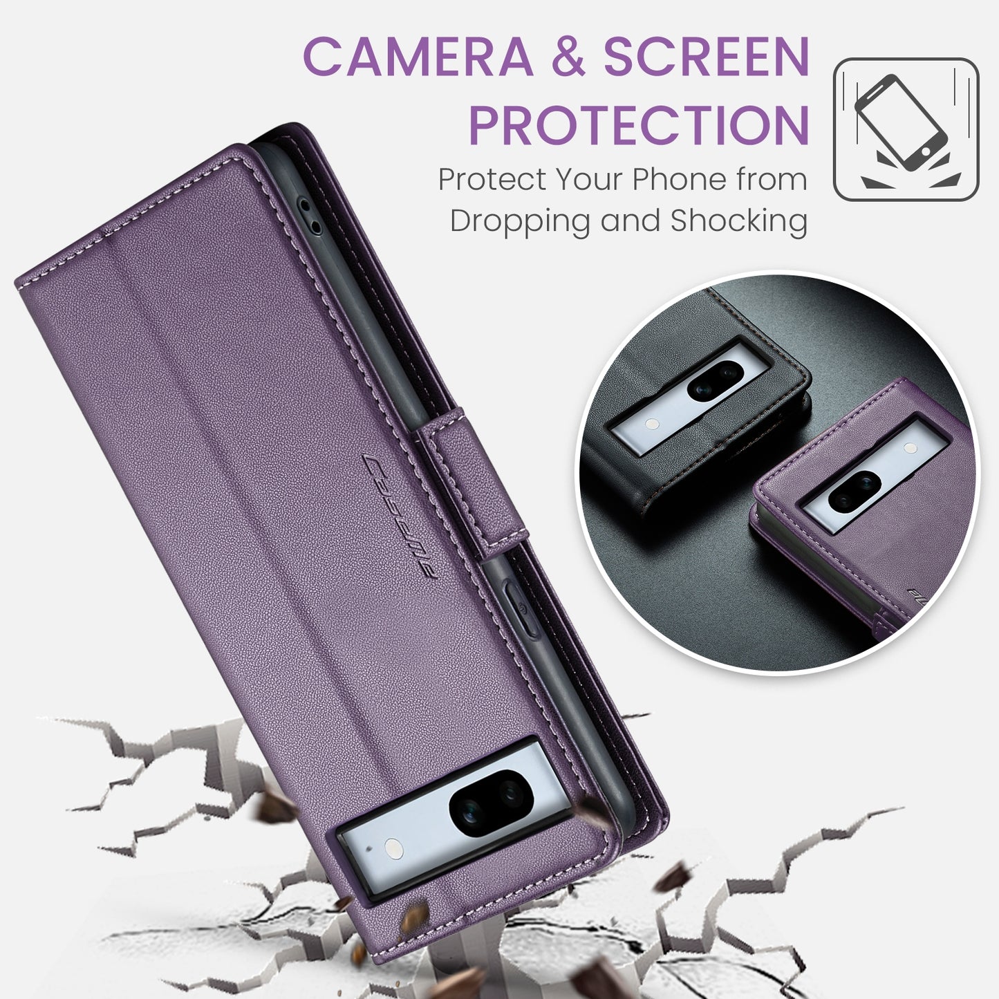 For Google Pixel 7a Leather Case - RFID Anti-theft Litchi Texture with Butterfly Buckle, Card Slot & Stand