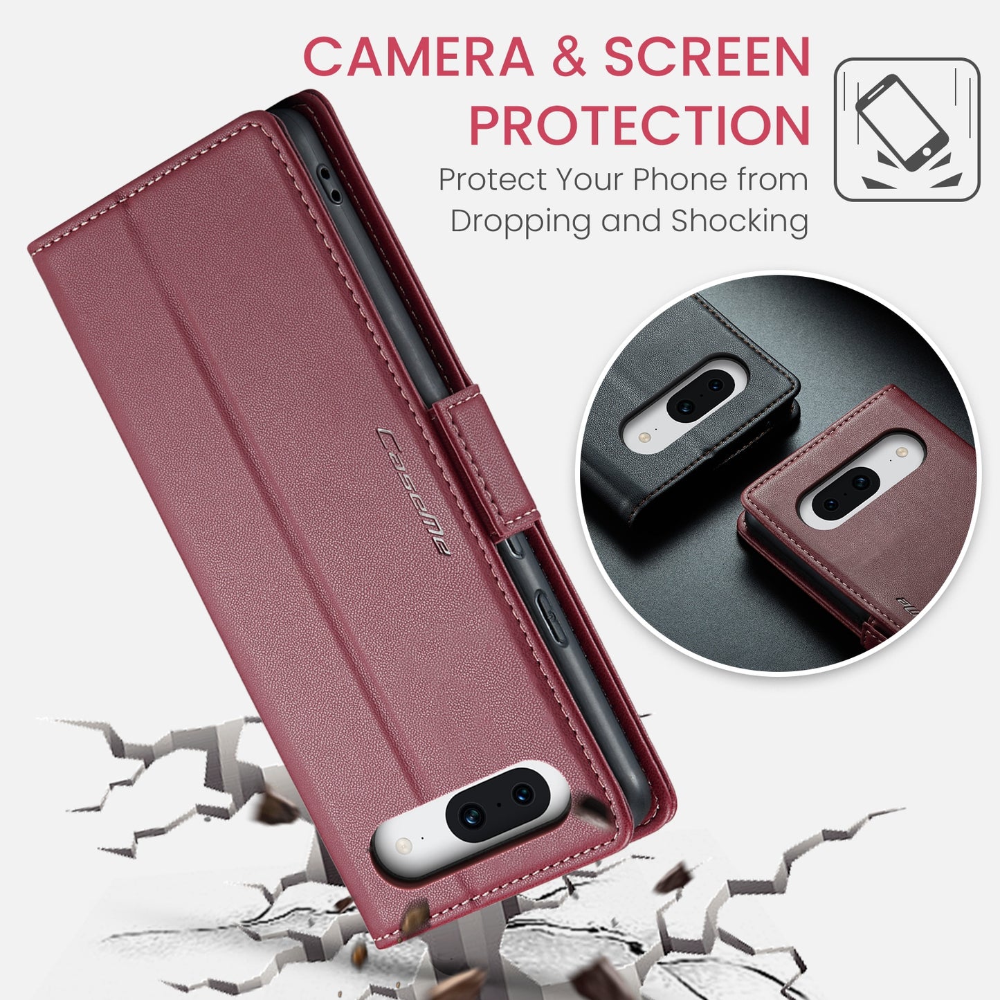For Google Pixel 8a Leather Case - RFID Anti-theft Litchi Texture with Butterfly Buckle, Card Slot & Stand