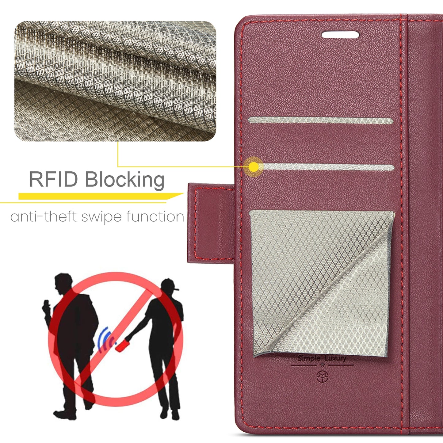For Google Pixel 8a Leather Case - RFID Anti-theft Litchi Texture with Butterfly Buckle, Card Slot & Stand