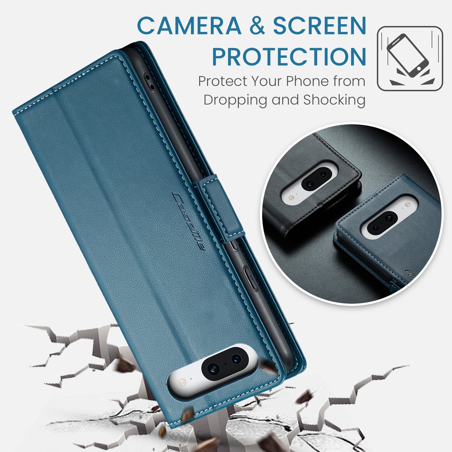 For Google Pixel 8a Leather Case - RFID Anti-theft Litchi Texture with Butterfly Buckle, Card Slot & Stand