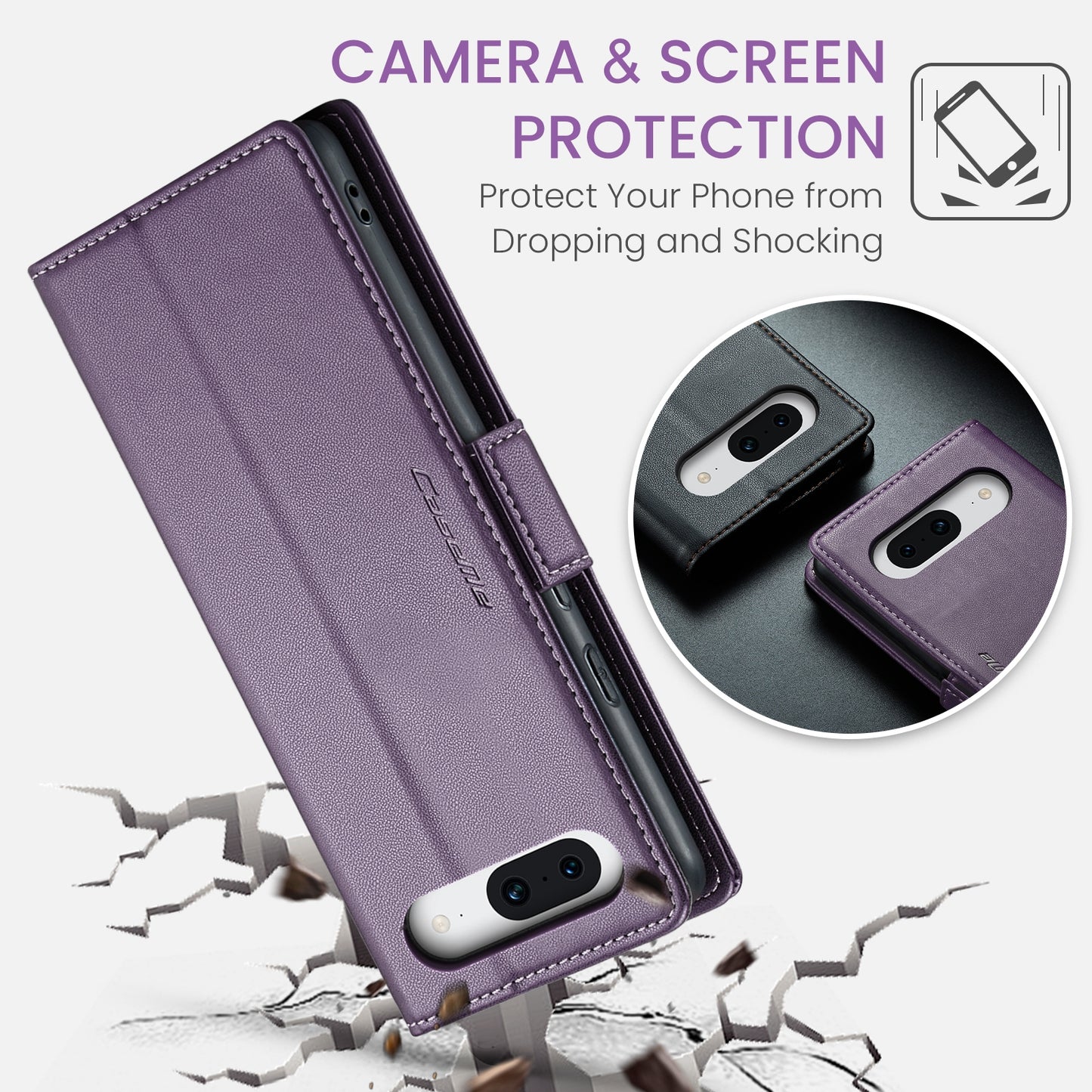 For Google Pixel 8a Leather Case - RFID Anti-theft Litchi Texture with Butterfly Buckle, Card Slot & Stand