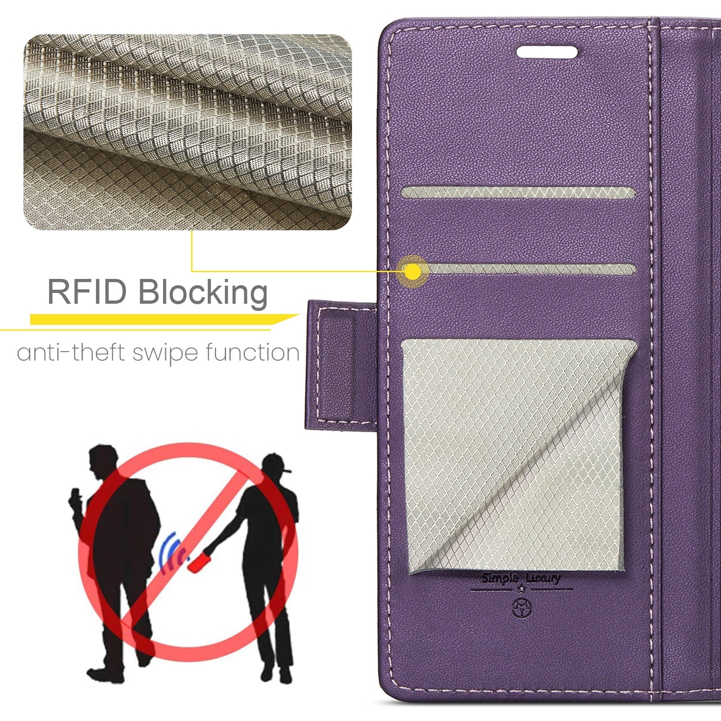 For Google Pixel 8a Leather Case - RFID Anti-theft Litchi Texture with Butterfly Buckle, Card Slot & Stand