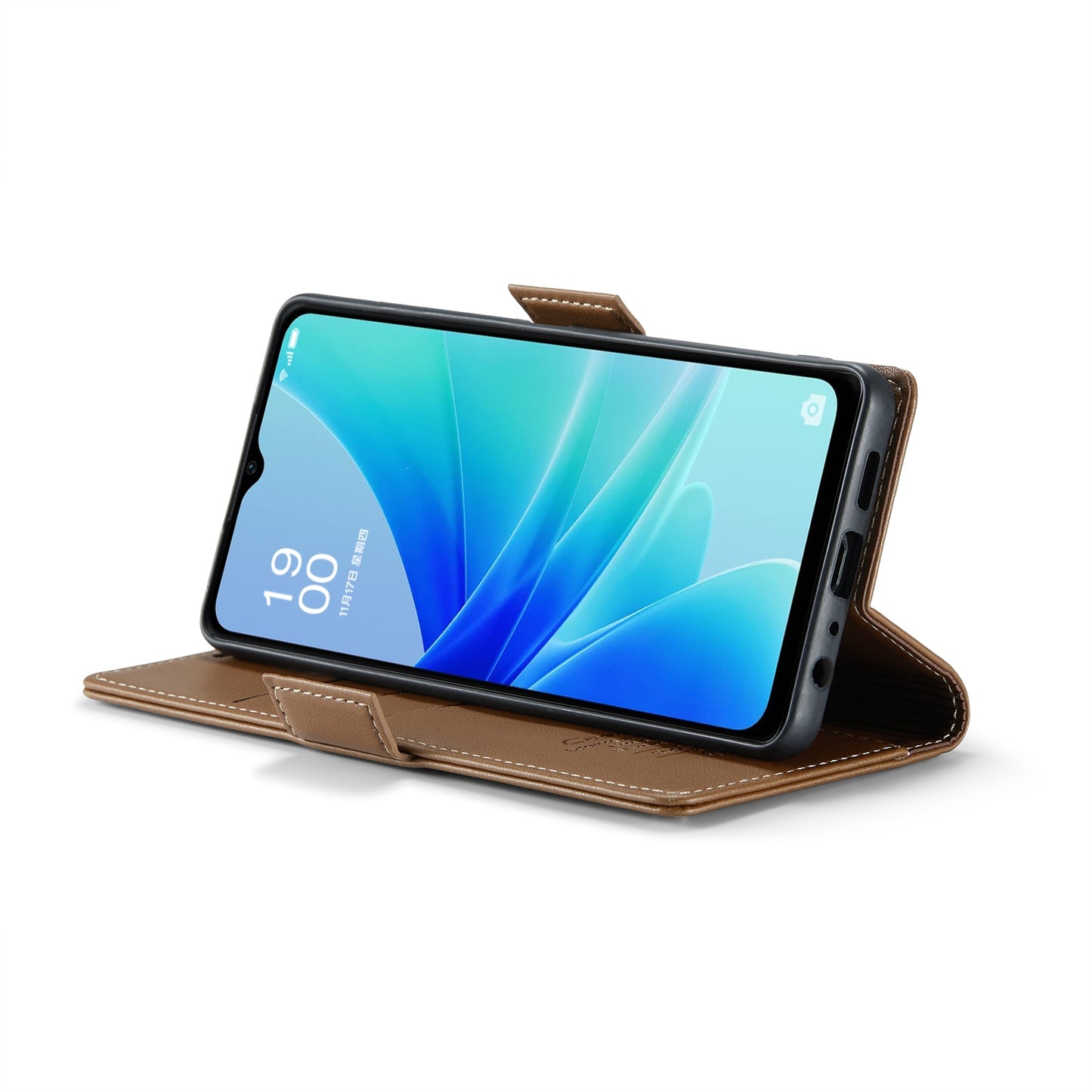 For OPPO A57/A57s 4G Leather Case - RFID Anti-theft, Butterfly Buckle, Litchi Texture, Card Slot & Stand