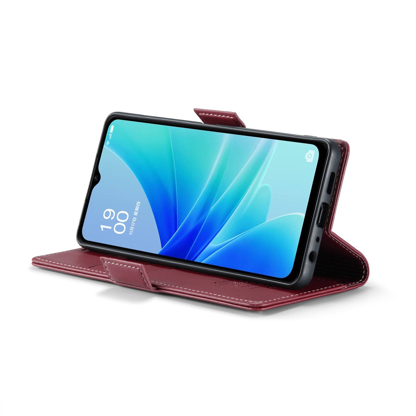 For OPPO A57/A57s 4G Leather Case - RFID Anti-theft, Butterfly Buckle, Litchi Texture, Card Slot & Stand