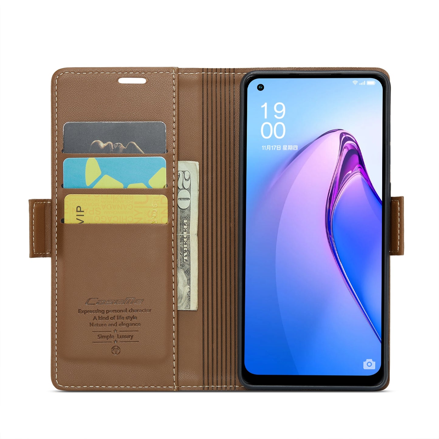 For OPPO Reno8 Lite Leather Case - RFID Anti-theft, Butterfly Buckle, Litchi Texture, Card Slot & Stand