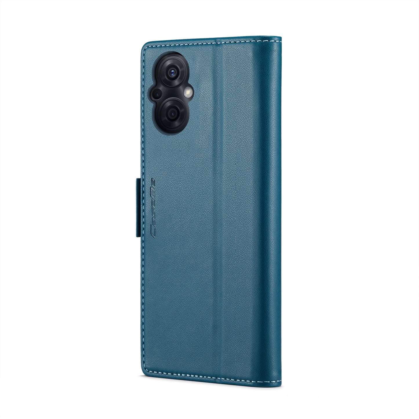 For OPPO Reno8 Lite Leather Case - RFID Anti-theft, Butterfly Buckle, Litchi Texture, Card Slot & Stand