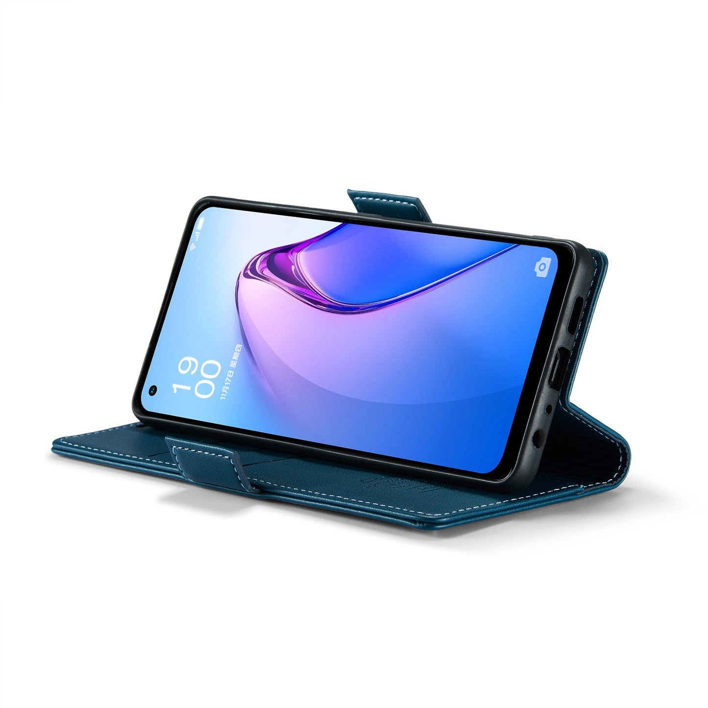 For OPPO Reno8 Lite Leather Case - RFID Anti-theft, Butterfly Buckle, Litchi Texture, Card Slot & Stand