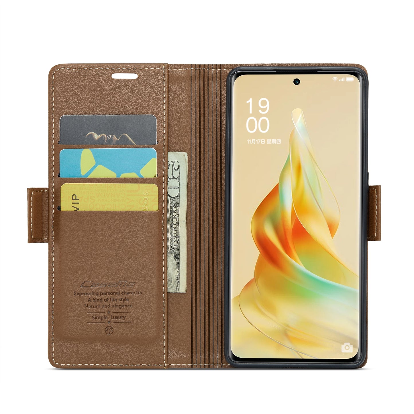 For OPPO Reno8 T 5G / A1 Pro 5G Leather Case - RFID Anti-theft, Butterfly Buckle, Litchi Texture, Card Slot & Stand