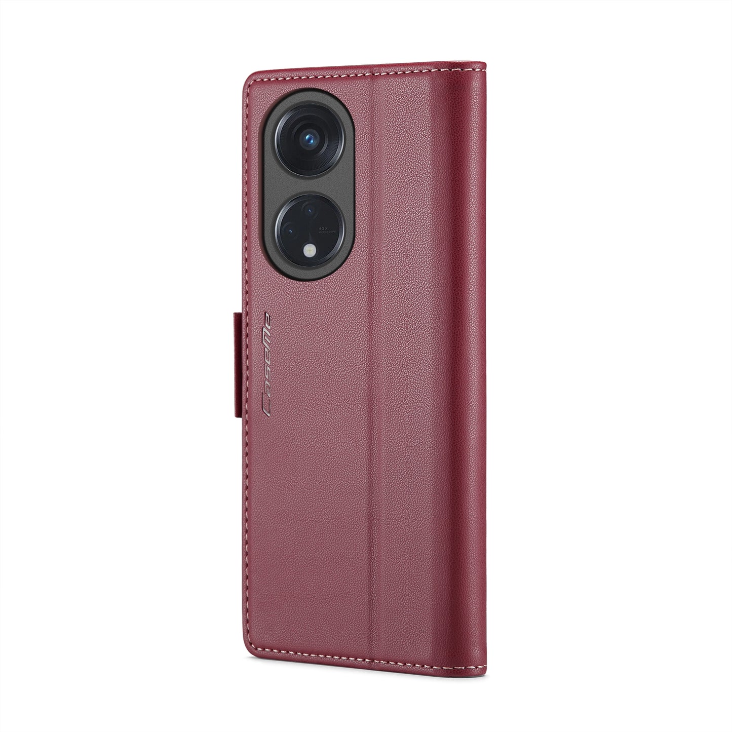 For OPPO Reno8 T 5G / A1 Pro 5G Leather Case - RFID Anti-theft, Butterfly Buckle, Litchi Texture, Card Slot & Stand