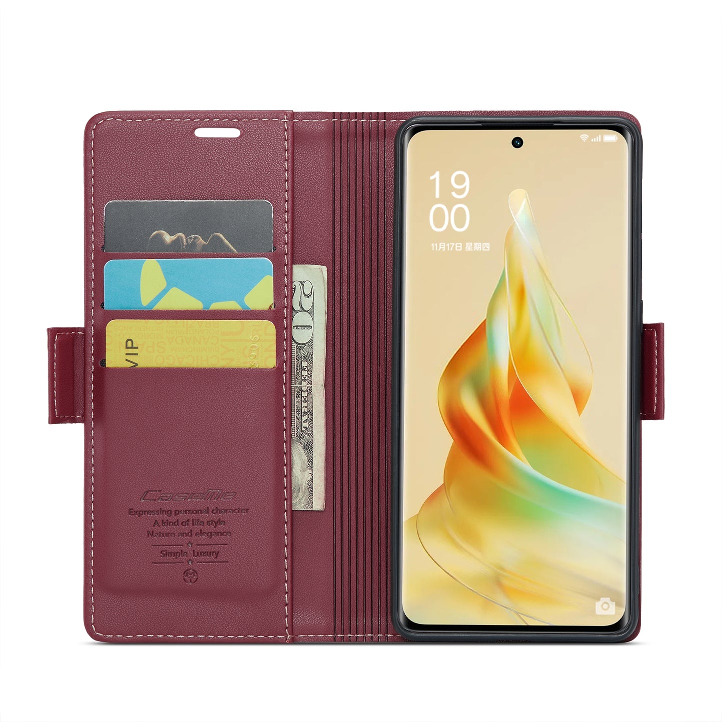 For OPPO Reno8 T 5G / A1 Pro 5G Leather Case - RFID Anti-theft, Butterfly Buckle, Litchi Texture, Card Slot & Stand