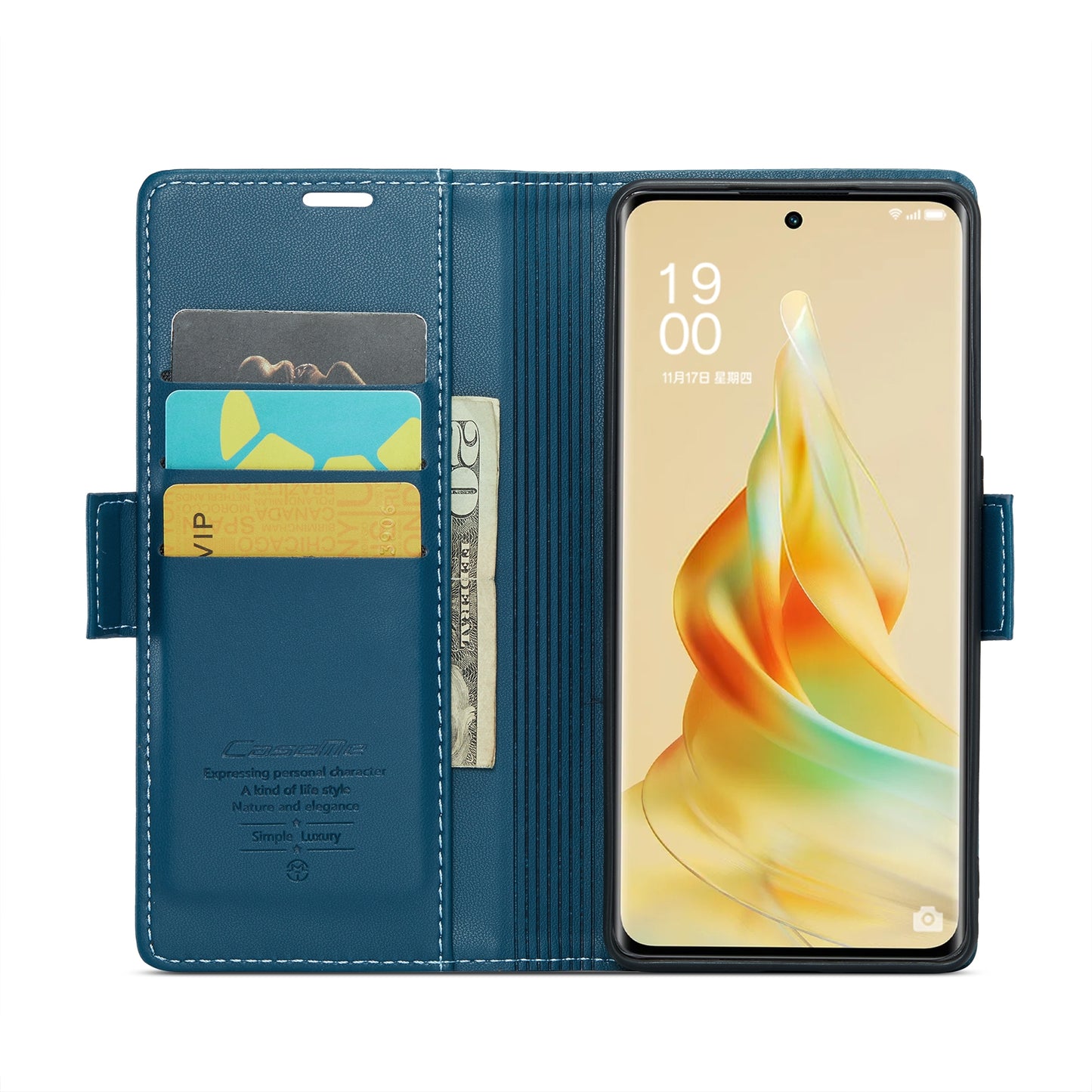 For OPPO Reno8 T 5G / A1 Pro 5G Leather Case - RFID Anti-theft, Butterfly Buckle, Litchi Texture, Card Slot & Stand
