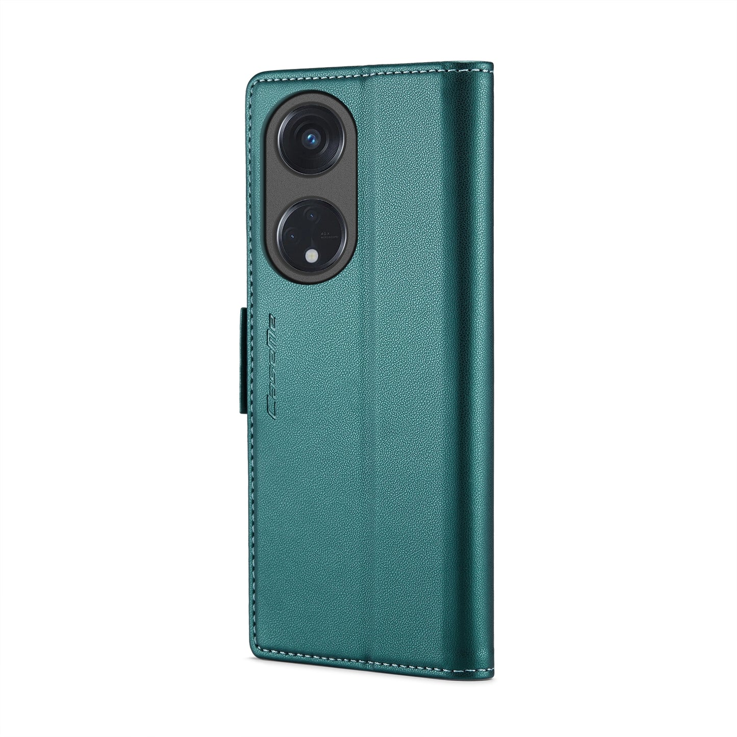 For OPPO Reno8 T 5G / A1 Pro 5G Leather Case - RFID Anti-theft, Butterfly Buckle, Litchi Texture, Card Slot & Stand