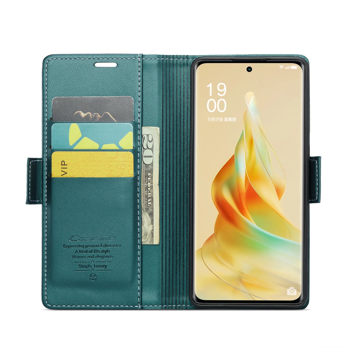 For OPPO Reno8 T 5G / A1 Pro 5G Leather Case - RFID Anti-theft, Butterfly Buckle, Litchi Texture, Card Slot & Stand