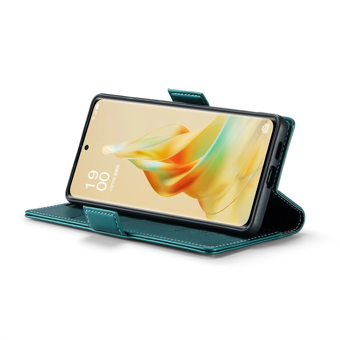 For OPPO Reno8 T 5G / A1 Pro 5G Leather Case - RFID Anti-theft, Butterfly Buckle, Litchi Texture, Card Slot & Stand