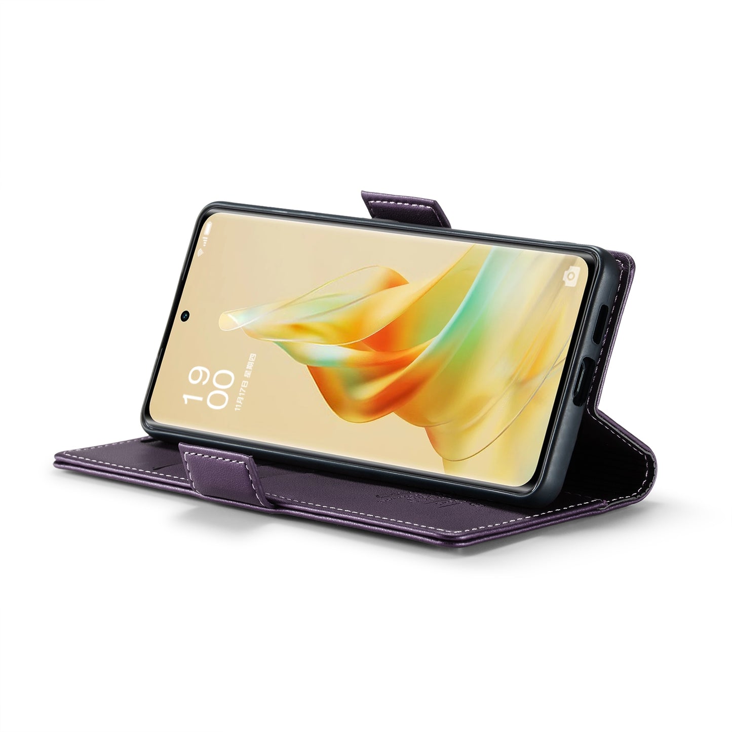 For OPPO Reno8 T 5G / A1 Pro 5G Leather Case - RFID Anti-theft, Butterfly Buckle, Litchi Texture, Card Slot & Stand