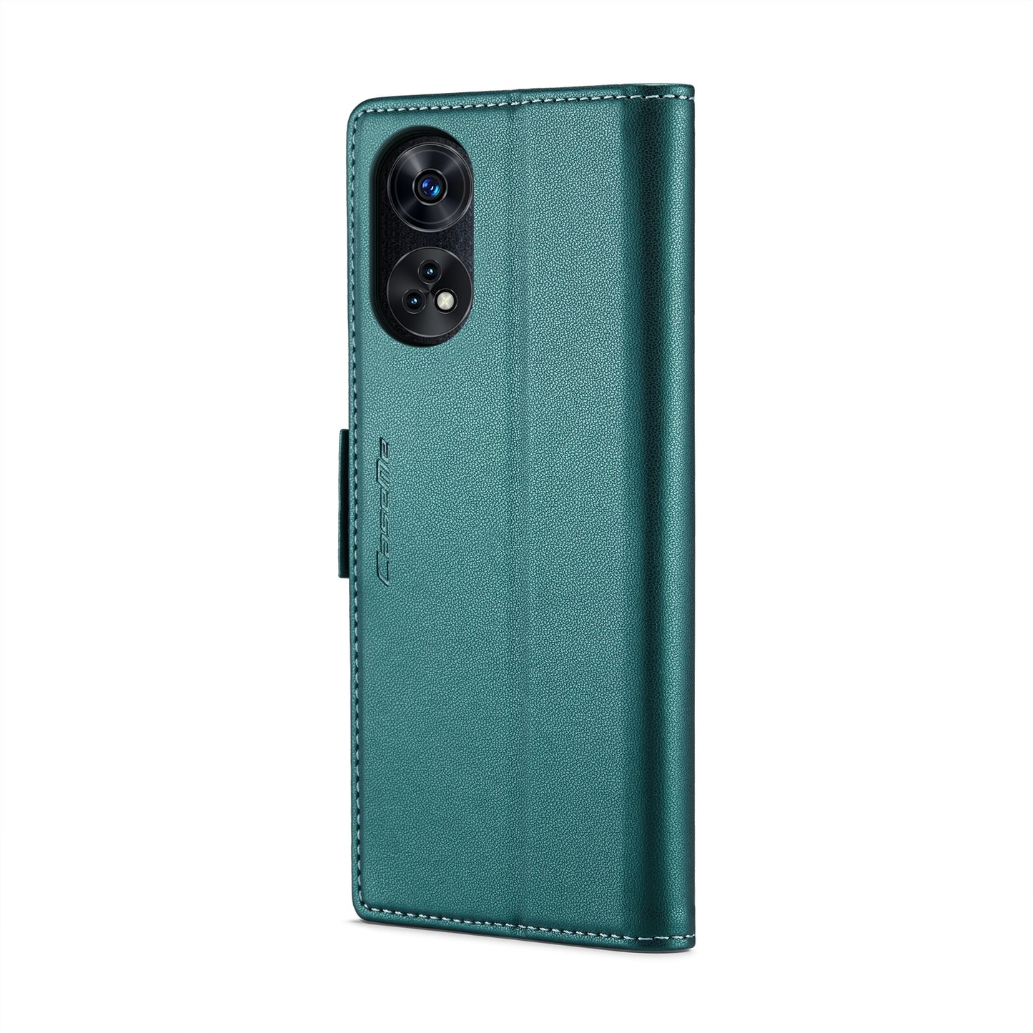 For OPPO Reno8 T 4G Leather Case - RFID Anti-theft, Butterfly Buckle, Litchi Texture, Card Slot & Stand