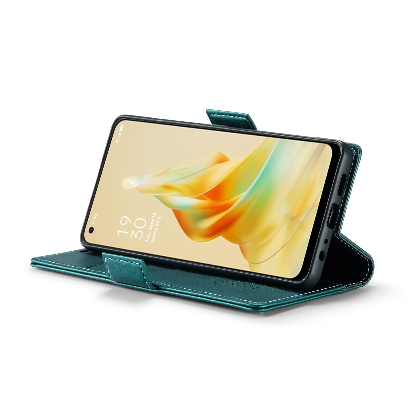 For OPPO Reno8 T 4G Leather Case - RFID Anti-theft, Butterfly Buckle, Litchi Texture, Card Slot & Stand