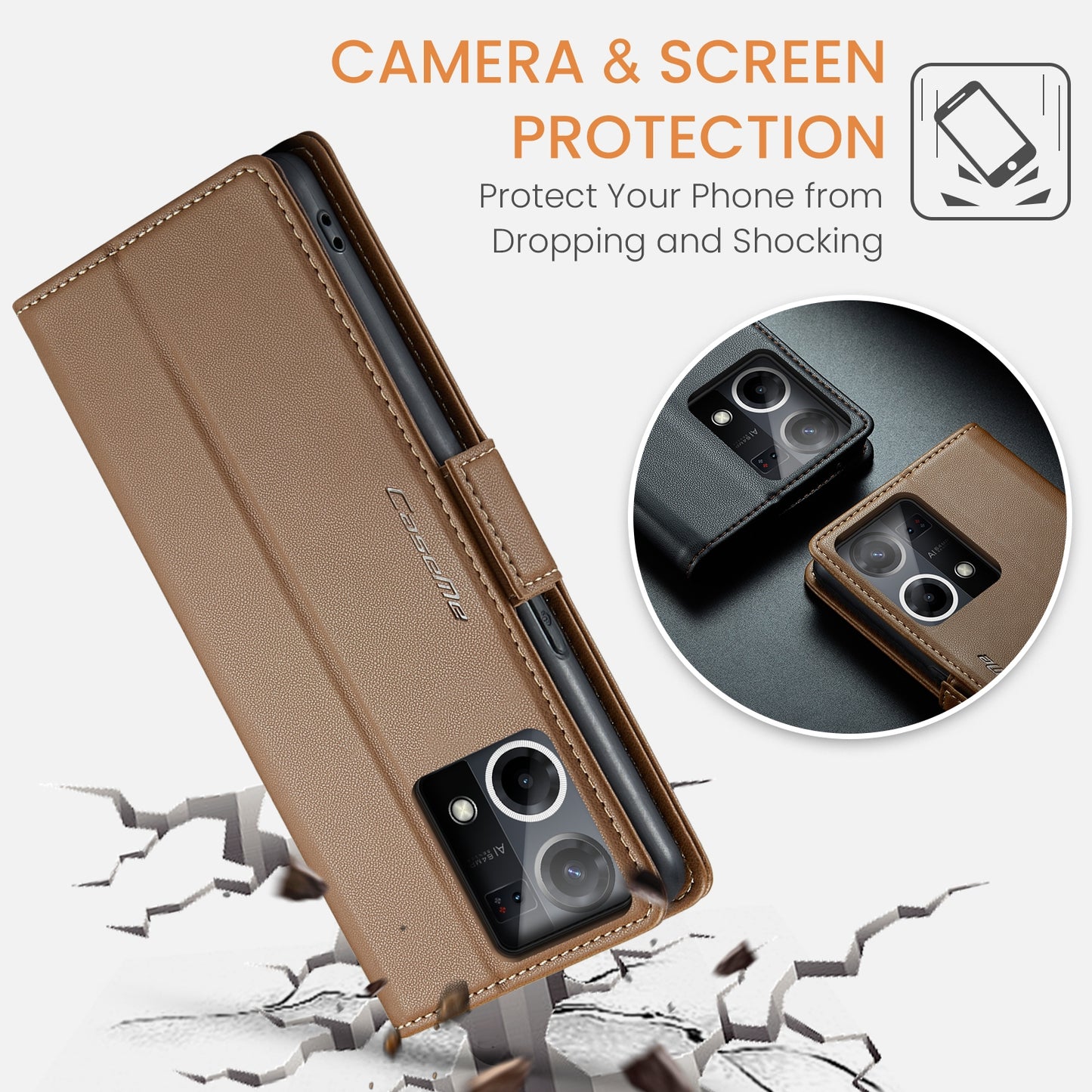 For OPPO Reno7 4G / F21 Pro 4G / Reno8 4G Leather Case - RFID Anti-theft, Butterfly Buckle, Litchi Texture, Card Slot & Stand