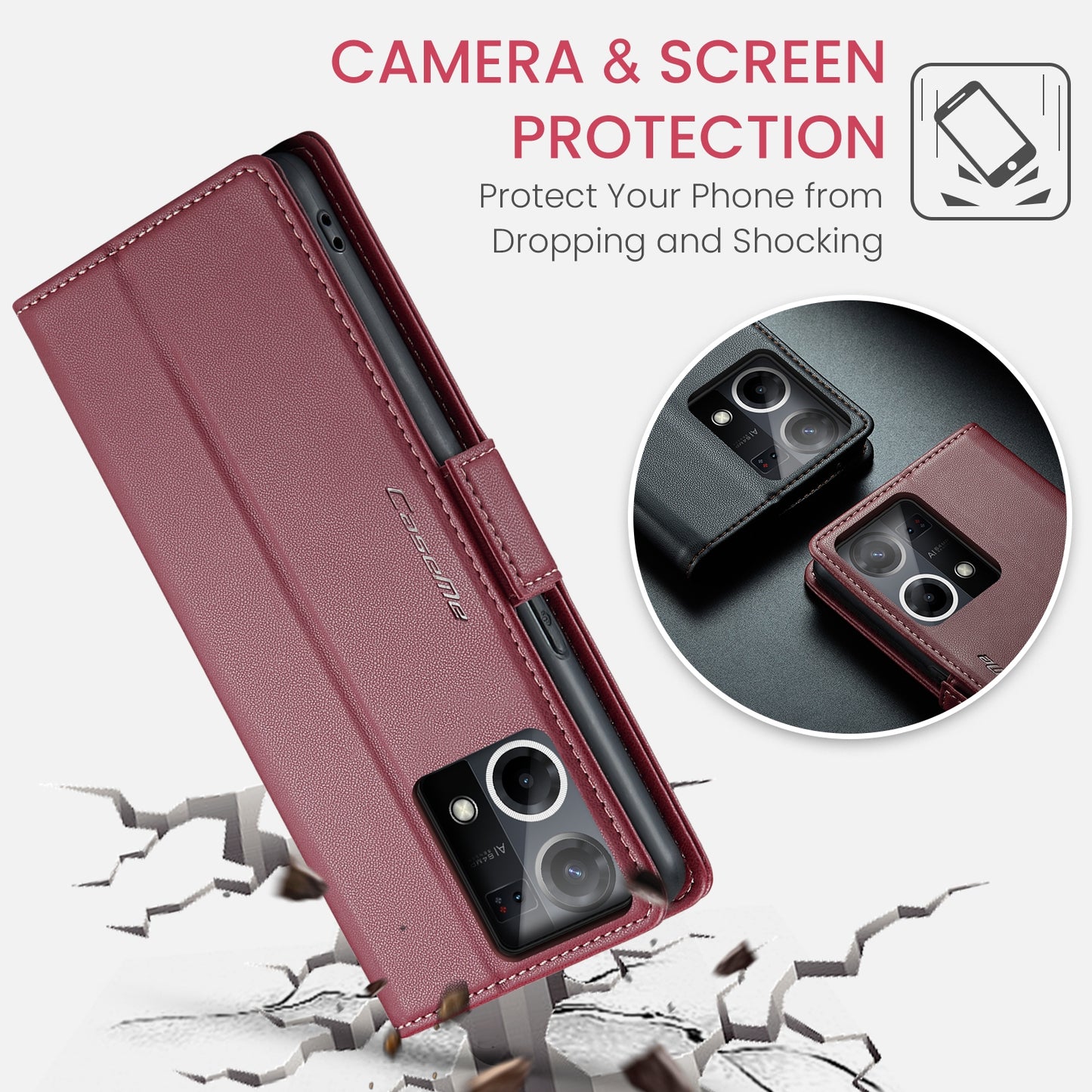 For OPPO Reno7 4G / F21 Pro 4G / Reno8 4G Leather Case - RFID Anti-theft, Butterfly Buckle, Litchi Texture, Card Slot & Stand