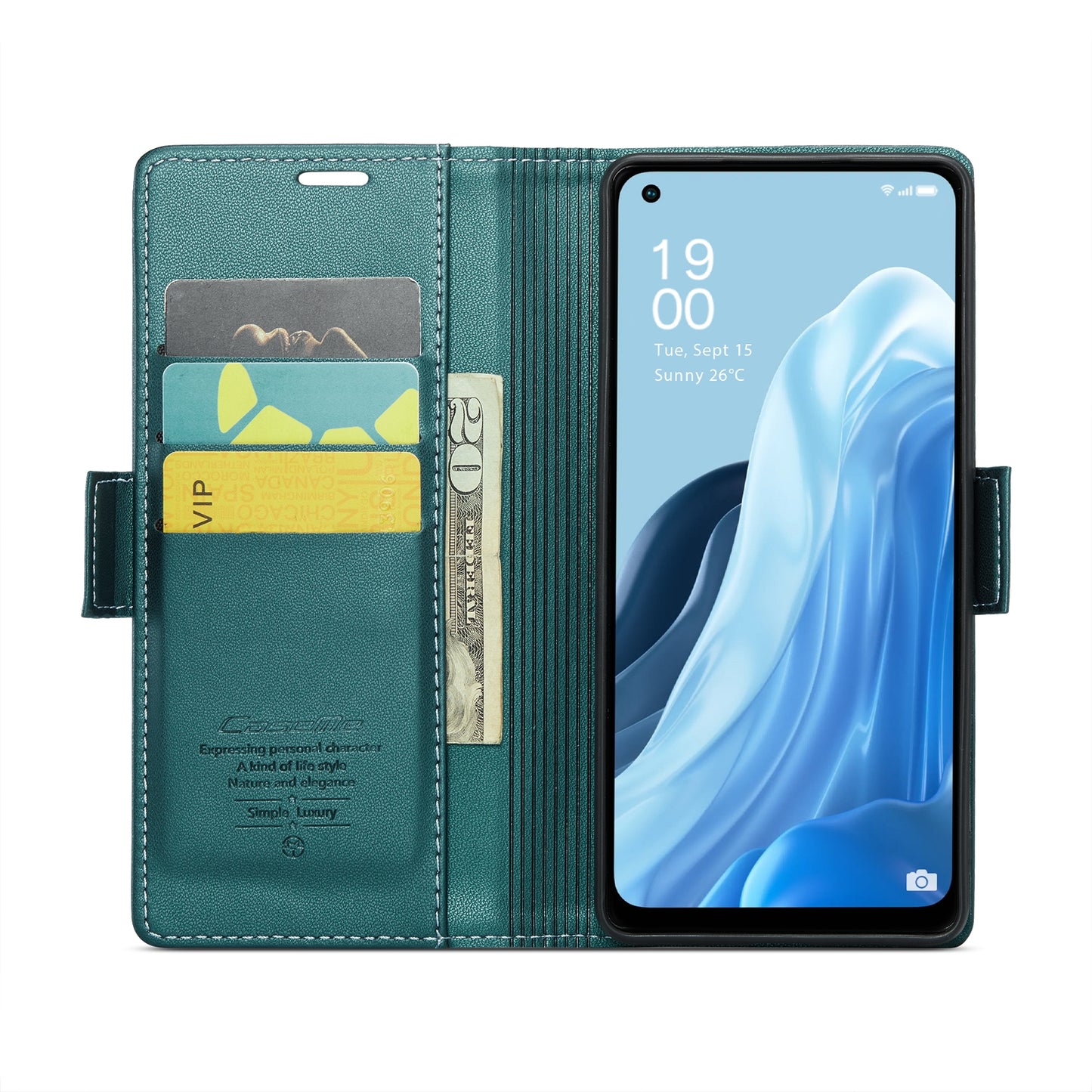 For OPPO Reno7 4G / F21 Pro 4G / Reno8 4G Leather Case - RFID Anti-theft, Butterfly Buckle, Litchi Texture, Card Slot & Stand