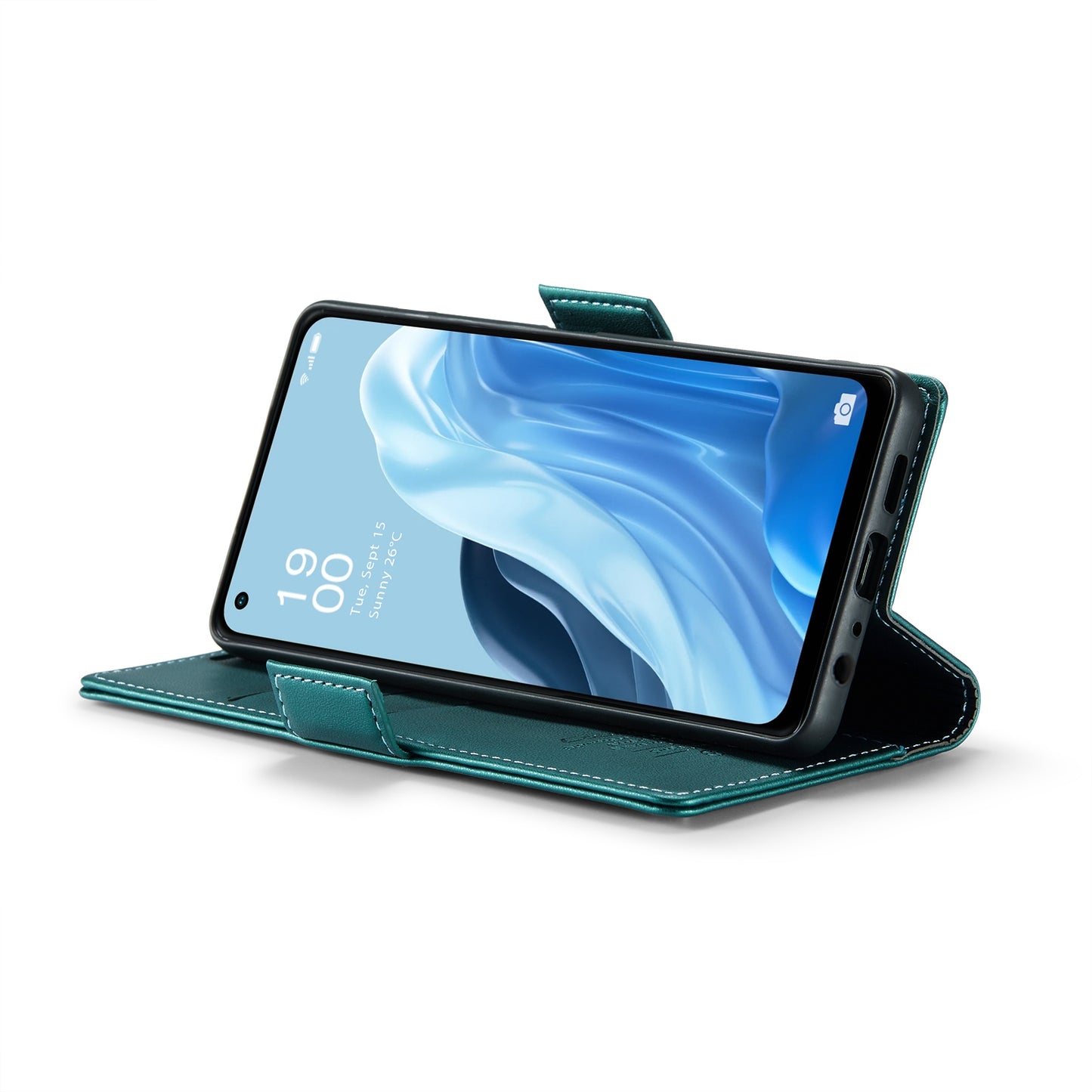 For OPPO Reno7 4G / F21 Pro 4G / Reno8 4G Leather Case - RFID Anti-theft, Butterfly Buckle, Litchi Texture, Card Slot & Stand