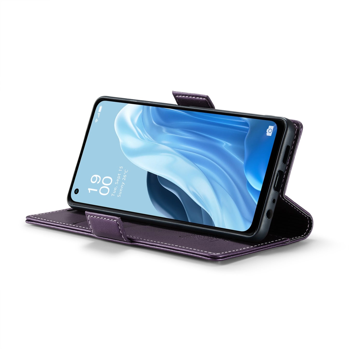 For OPPO Reno7 4G / F21 Pro 4G / Reno8 4G Leather Case - RFID Anti-theft, Butterfly Buckle, Litchi Texture, Card Slot & Stand