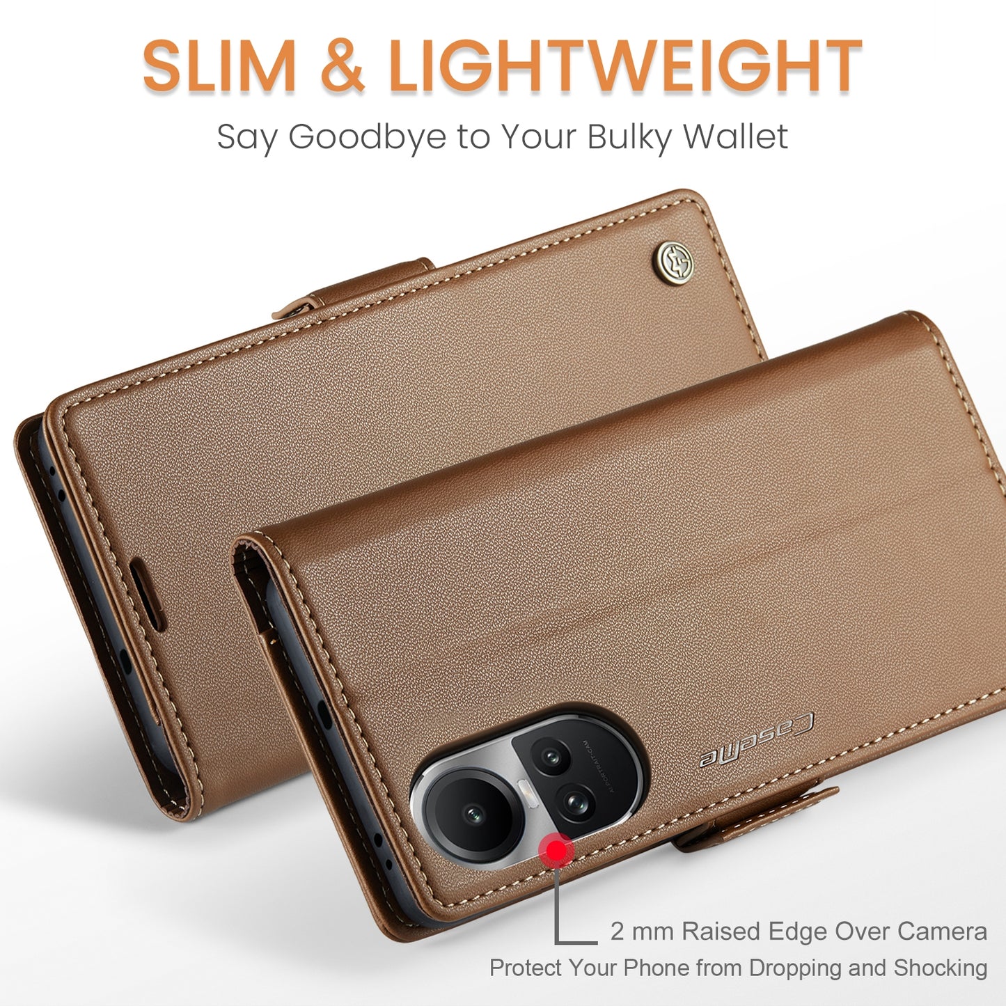 OPPO Reno10 5G/Reno10 Pro Leather Case - RFID Anti-theft, Butterfly Buckle, Litchi Texture, Card Slot & Stand