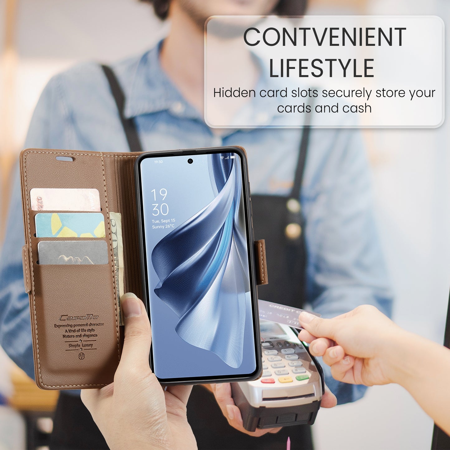 OPPO Reno10 5G/Reno10 Pro Leather Case - RFID Anti-theft, Butterfly Buckle, Litchi Texture, Card Slot & Stand