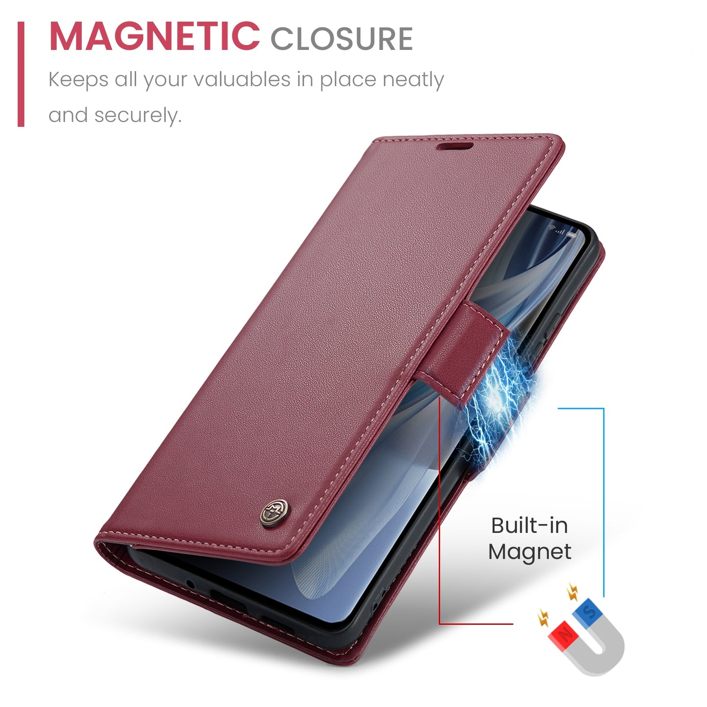 OPPO Reno10 5G/Reno10 Pro Leather Case - RFID Anti-theft, Butterfly Buckle, Litchi Texture, Card Slot & Stand