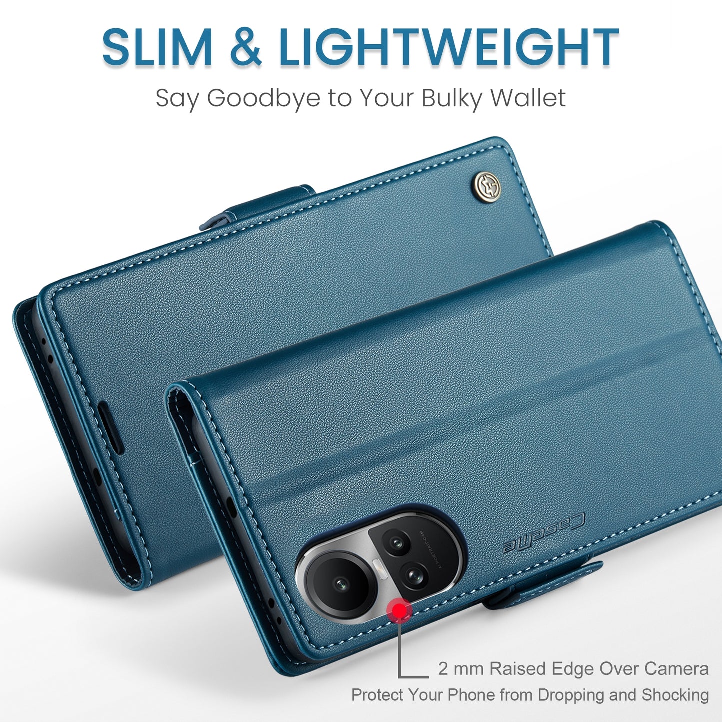 OPPO Reno10 5G/Reno10 Pro Leather Case - RFID Anti-theft, Butterfly Buckle, Litchi Texture, Card Slot & Stand