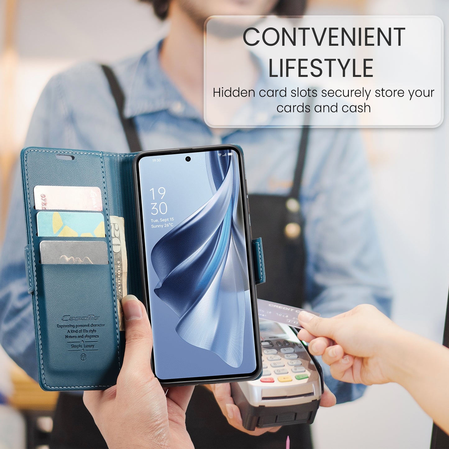 OPPO Reno10 5G/Reno10 Pro Leather Case - RFID Anti-theft, Butterfly Buckle, Litchi Texture, Card Slot & Stand