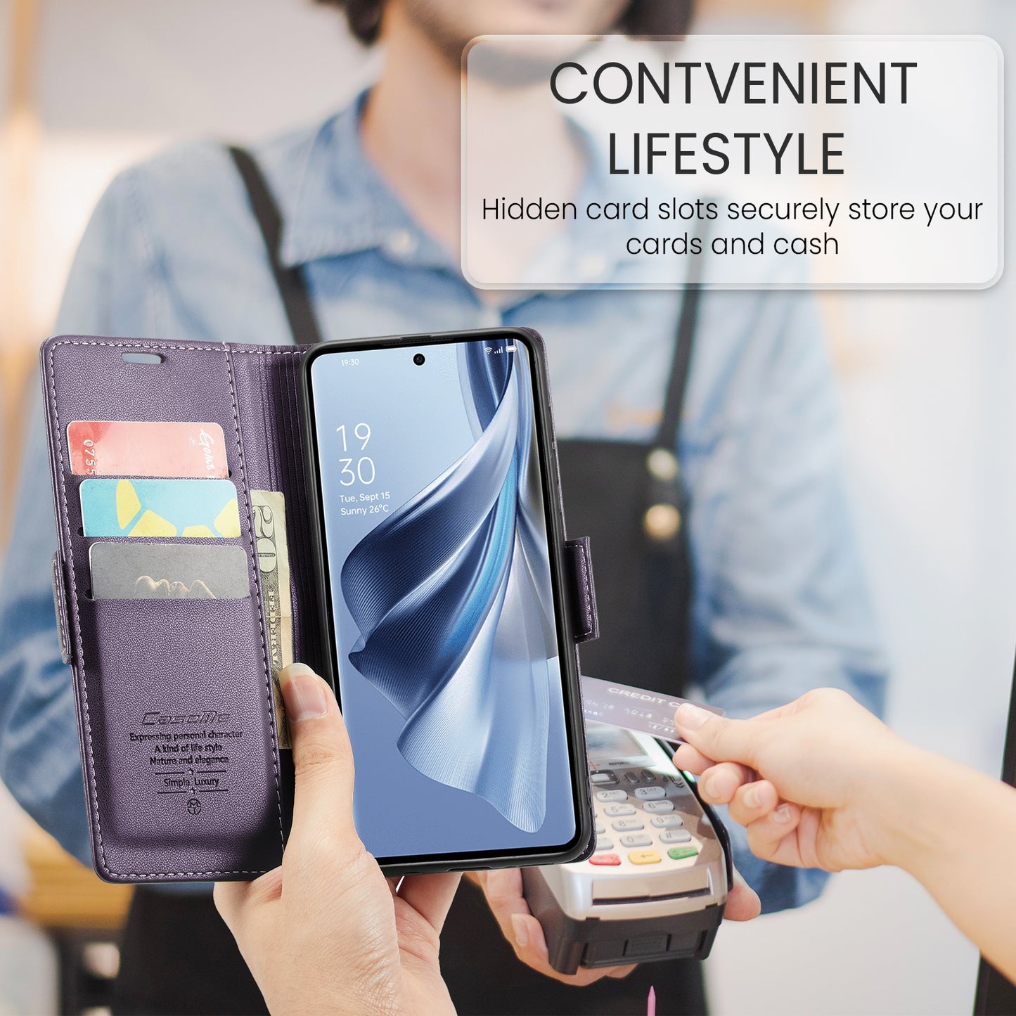 OPPO Reno10 5G/Reno10 Pro Leather Case - RFID Anti-theft, Butterfly Buckle, Litchi Texture, Card Slot & Stand