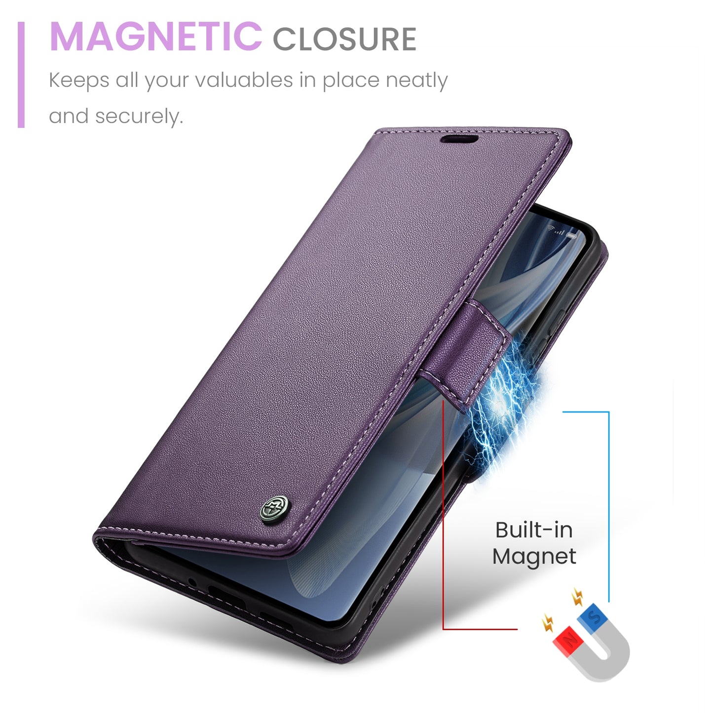 OPPO Reno10 5G/Reno10 Pro Leather Case - RFID Anti-theft, Butterfly Buckle, Litchi Texture, Card Slot & Stand