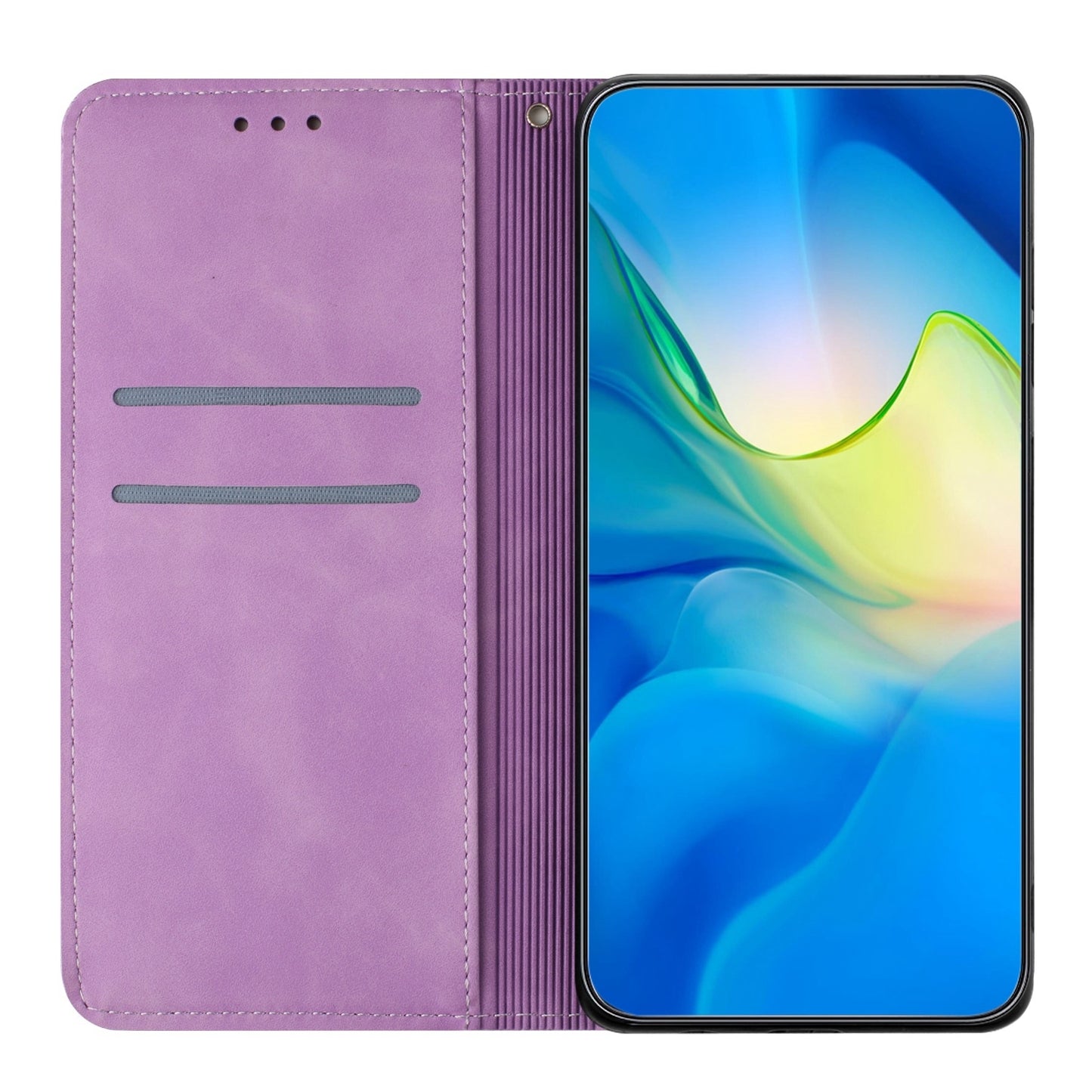 For Samsung Galaxy A42 5G Embossed Leather Case with Card Holder & Stand