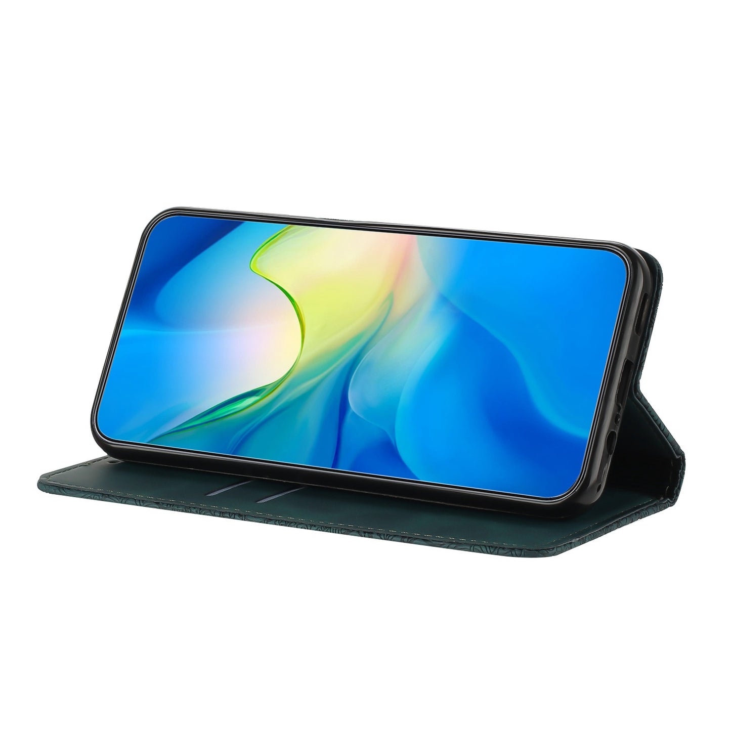 For Samsung Galaxy A42 5G Embossed Leather Case with Card Holder & Stand