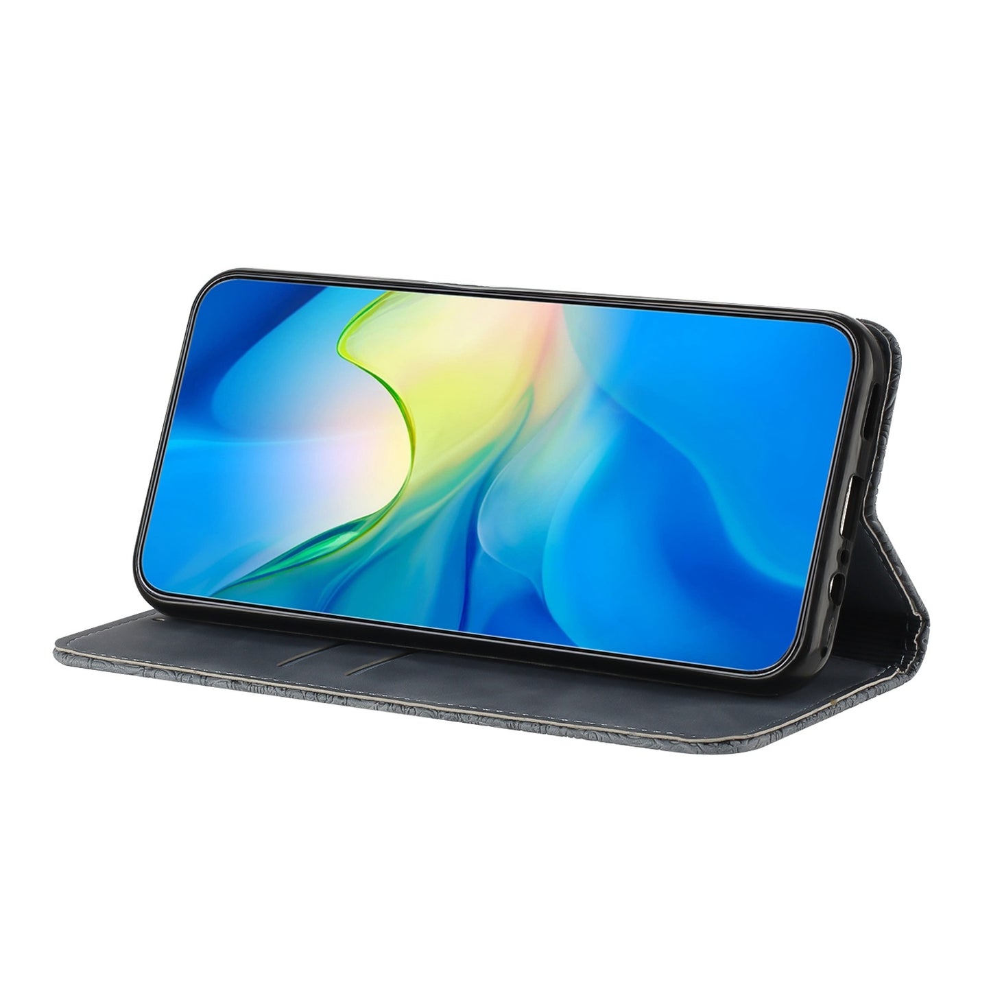 For Samsung Galaxy A42 5G Embossed Leather Case with Card Holder & Stand