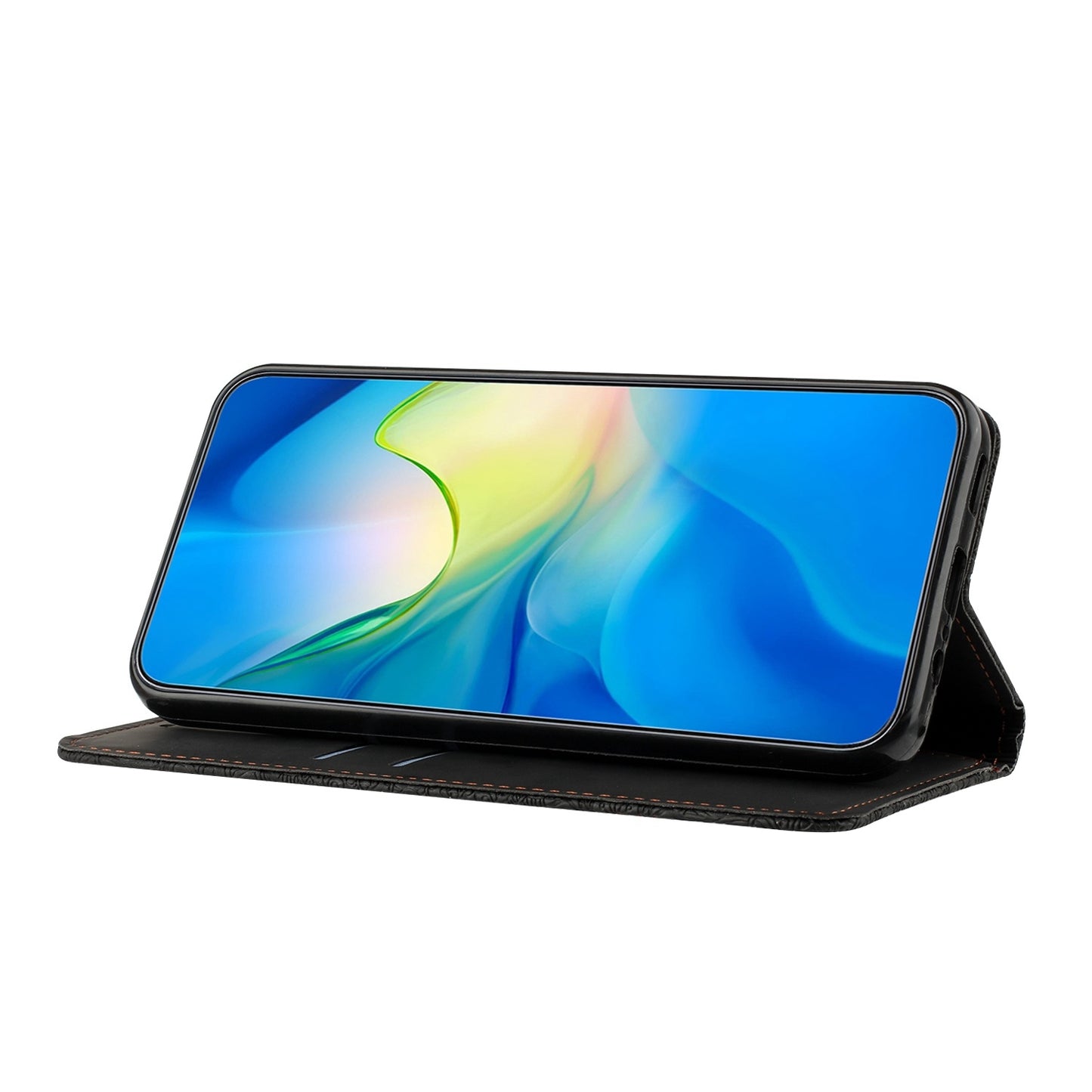 For Samsung Galaxy A42 5G Embossed Leather Case with Card Holder & Stand