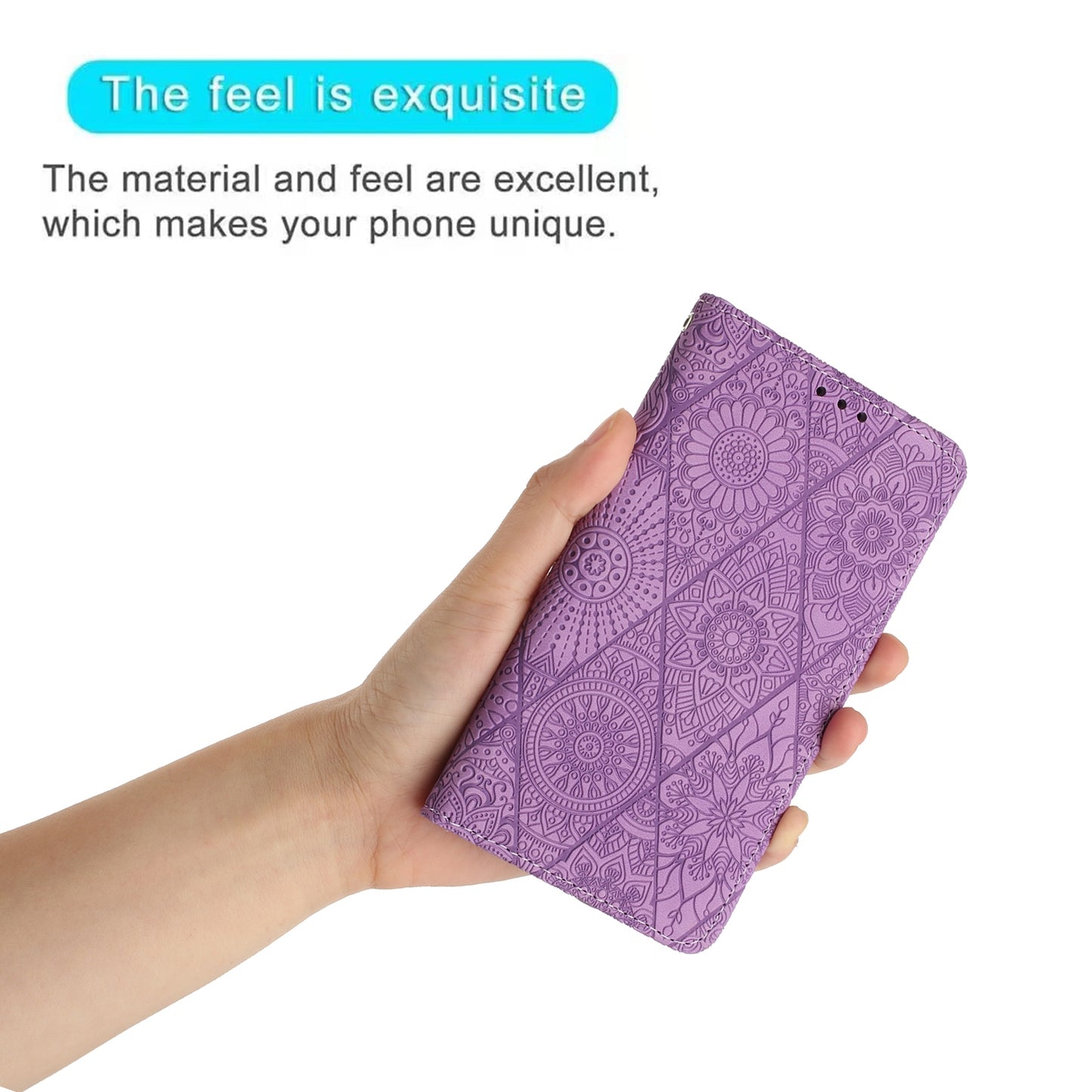 For iPhone 15 Pro Max Ethnic Embossed Adsorption Leather Phone Case