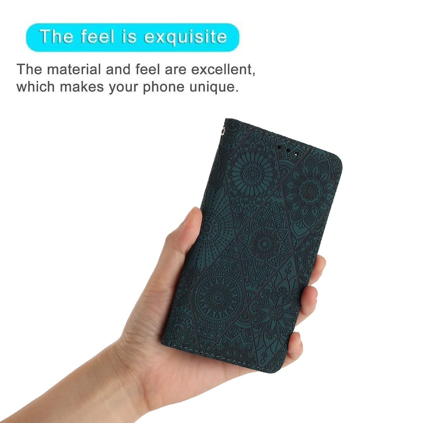 For iPhone 15 Pro Max Ethnic Embossed Adsorption Leather Phone Case