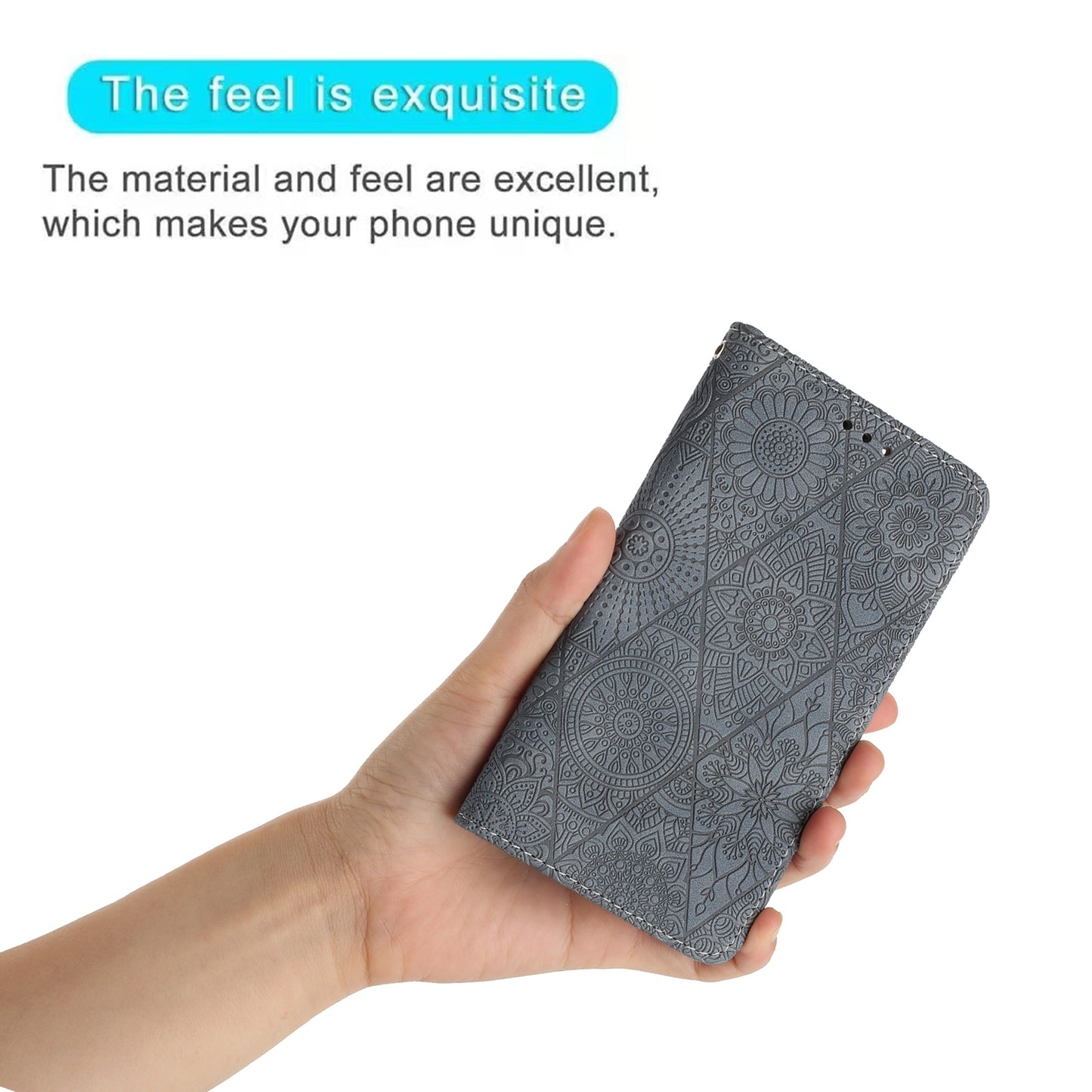 For iPhone 15 Pro Max Ethnic Embossed Adsorption Leather Phone Case