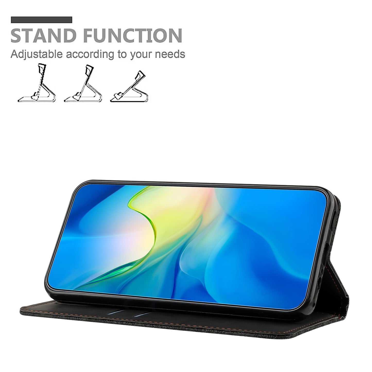 For iPhone 15 Pro Max Ethnic Embossed Adsorption Leather Phone Case