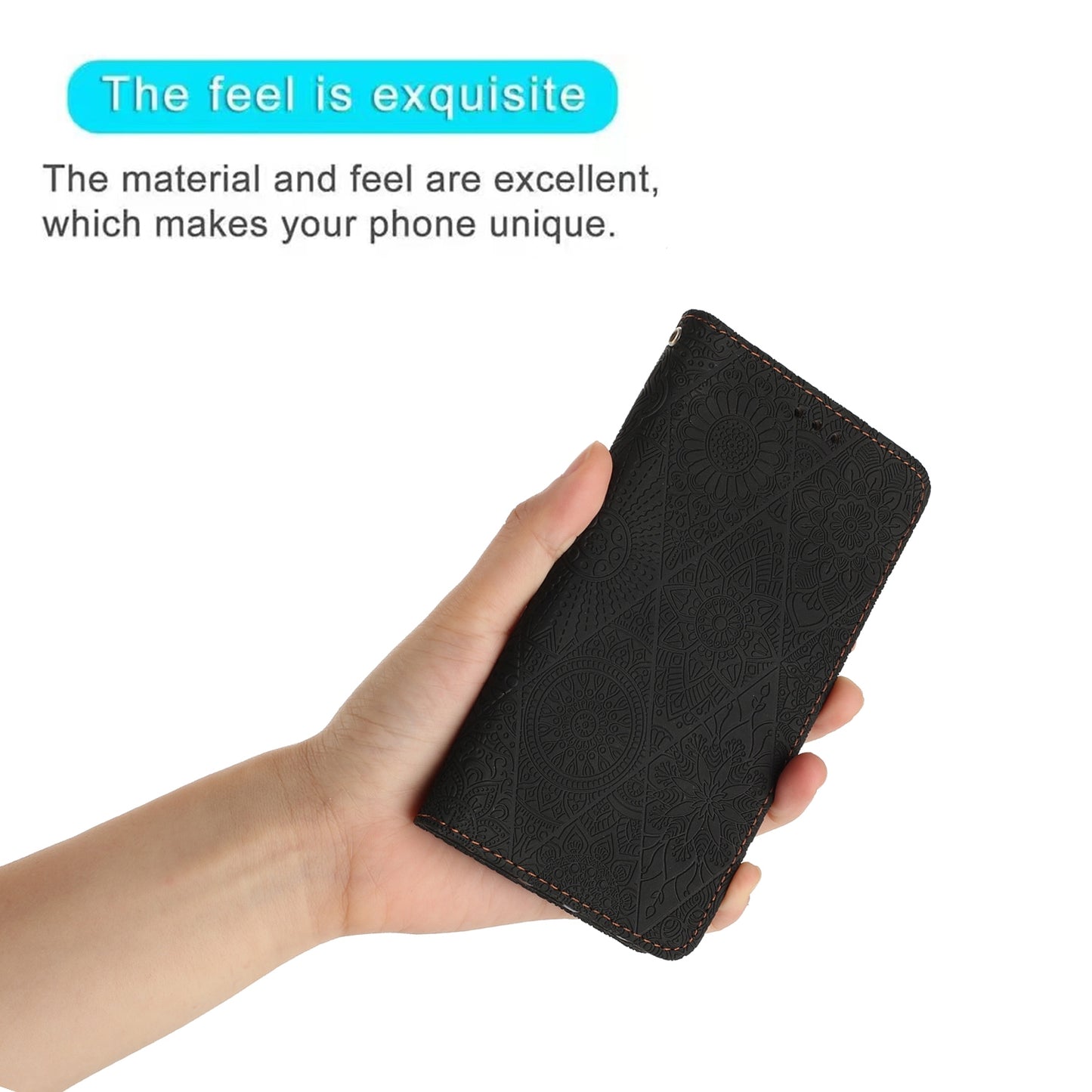 For iPhone 15 Pro Max Ethnic Embossed Adsorption Leather Phone Case