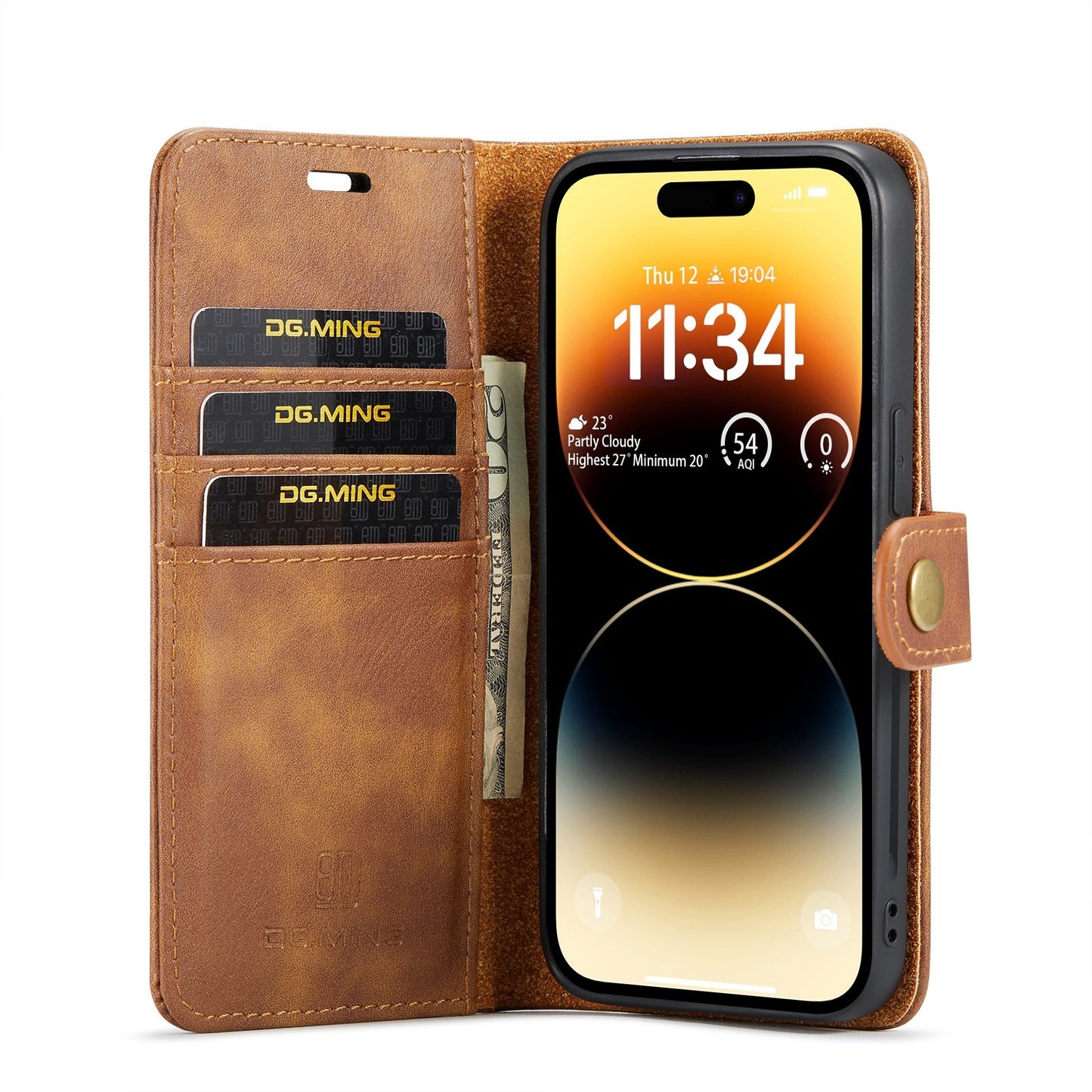 For iPhone 15 Pro Max Leather Wallet Case - Detachable & Magnetic - Card Slots