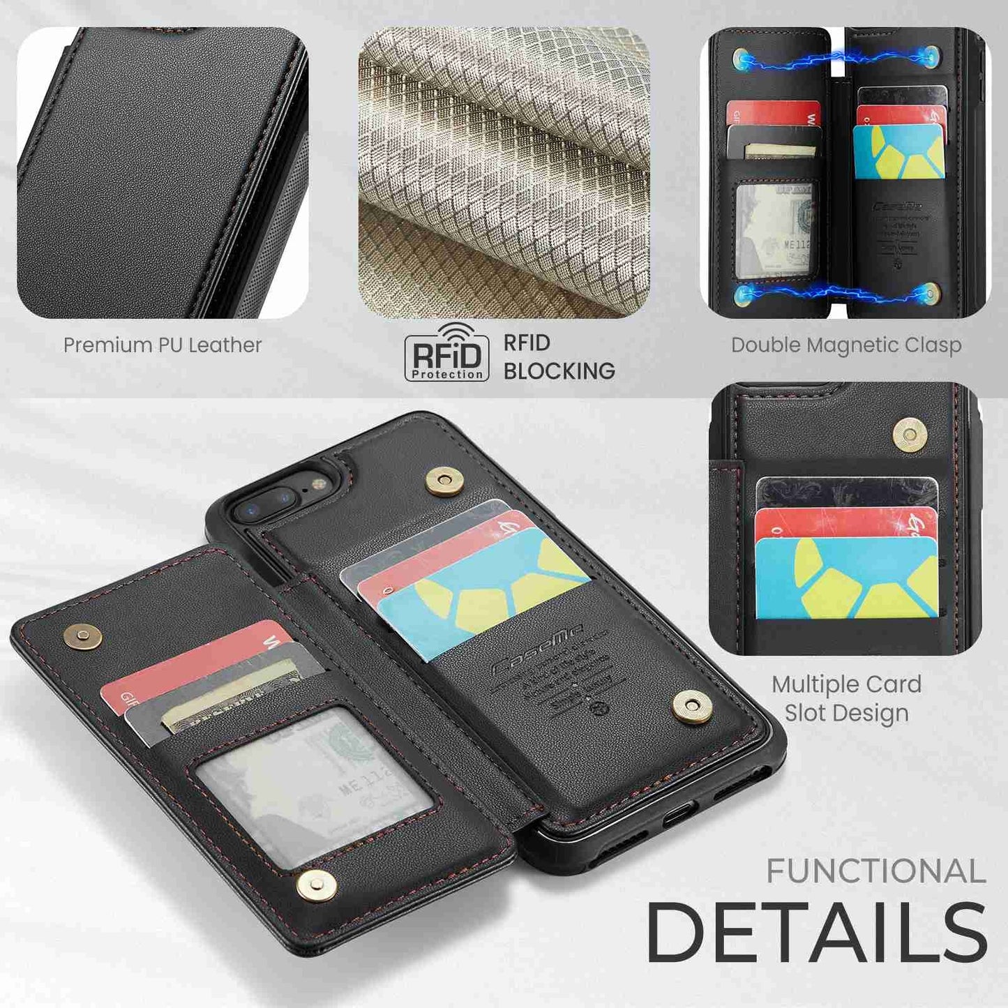 iPhone 7 Plus/8 Plus Card Slots Holder RFID Anti-theft Phone Case
