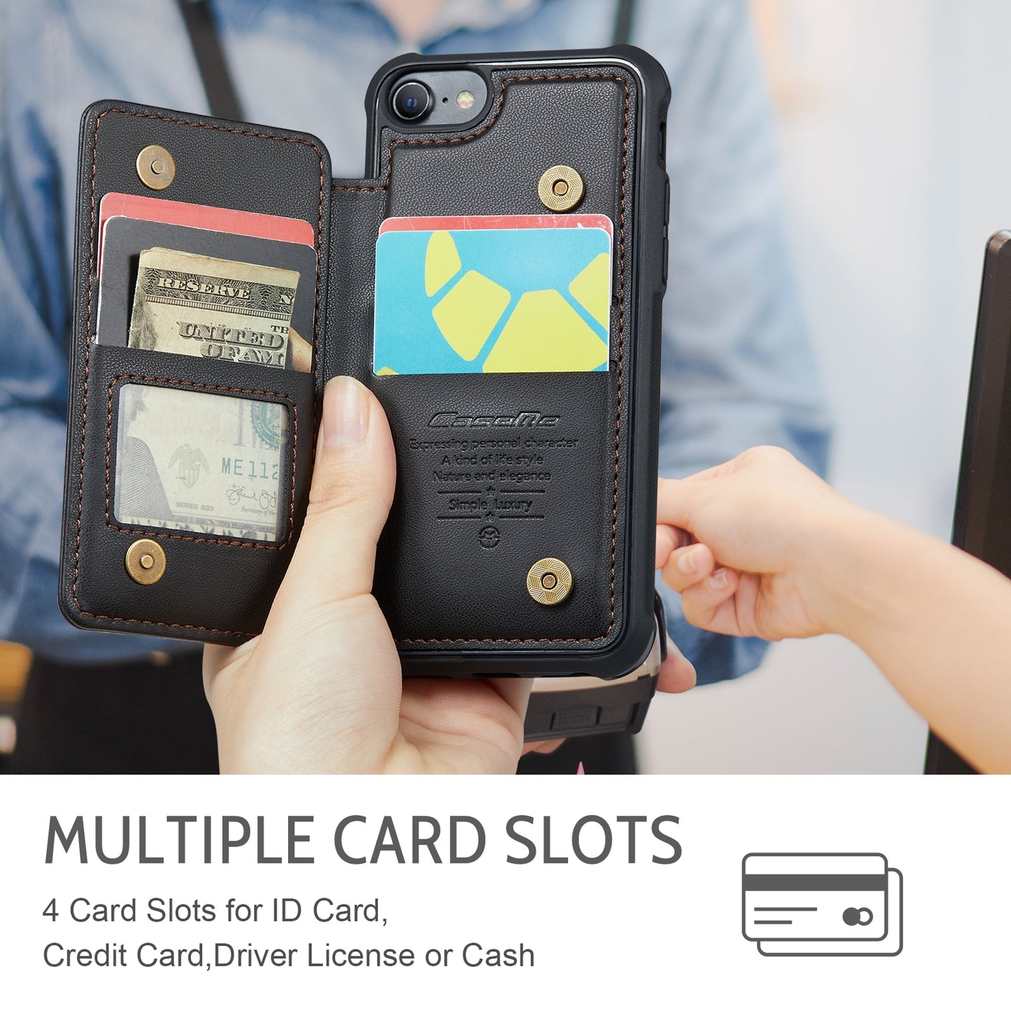 iPhone SE 2020/2022 Card Slots Holder RFID Anti-theft Phone Case